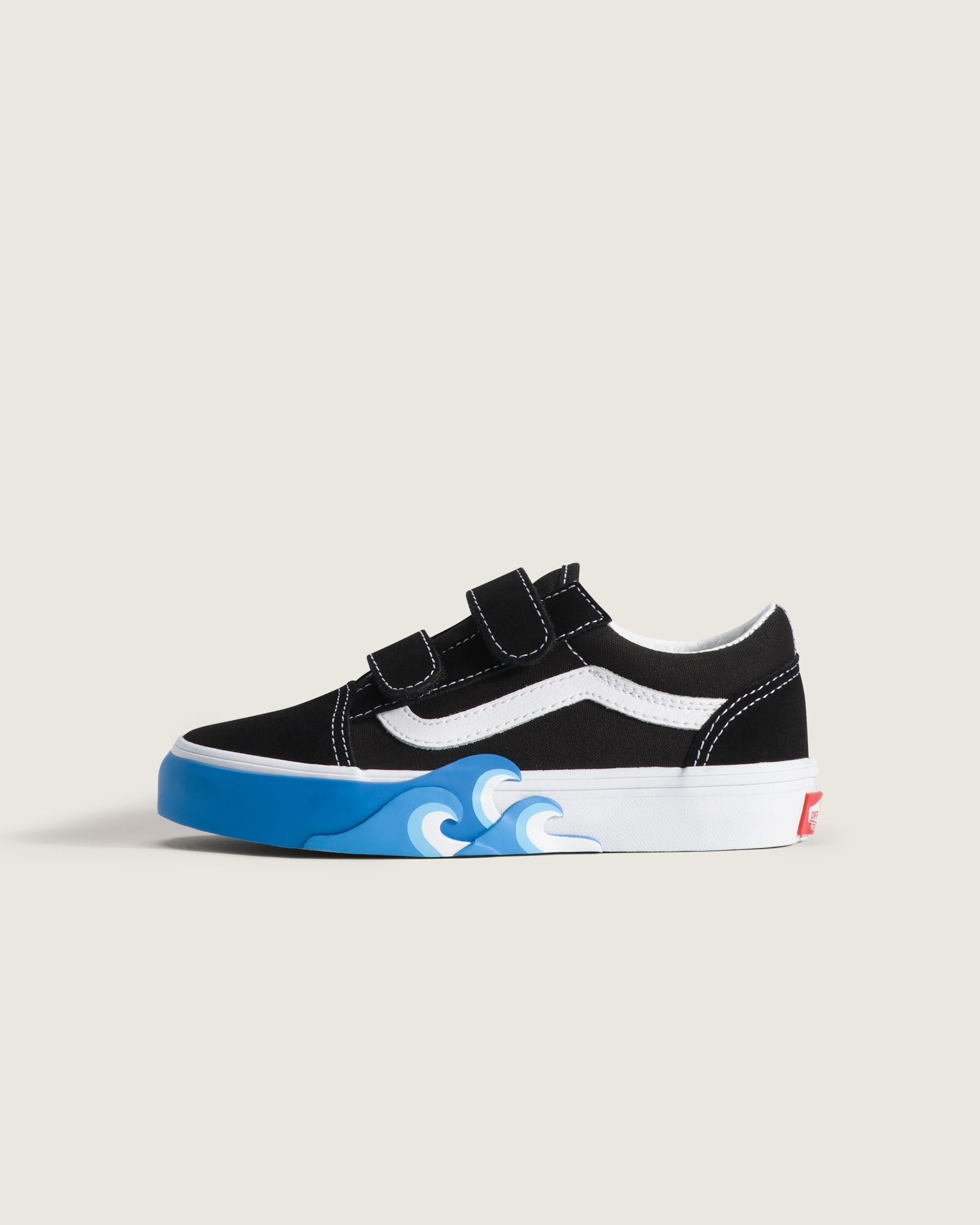 Little Kids Old Skool V Shoe in Black / Bright Azure Blue | Vans