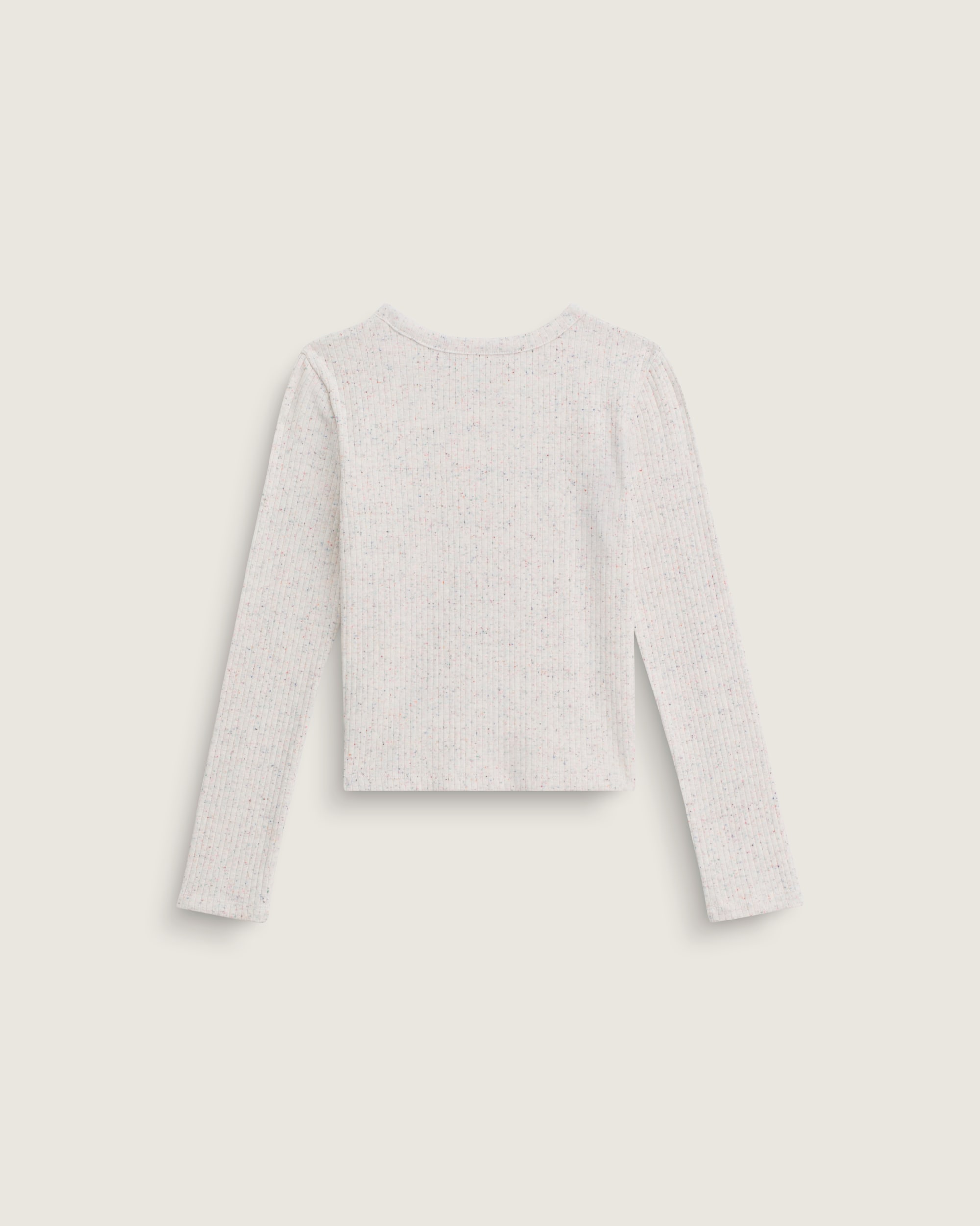 Kids Teri Confetti Rib Long Sleeve Shirt VANS Marshmallow White ALT1