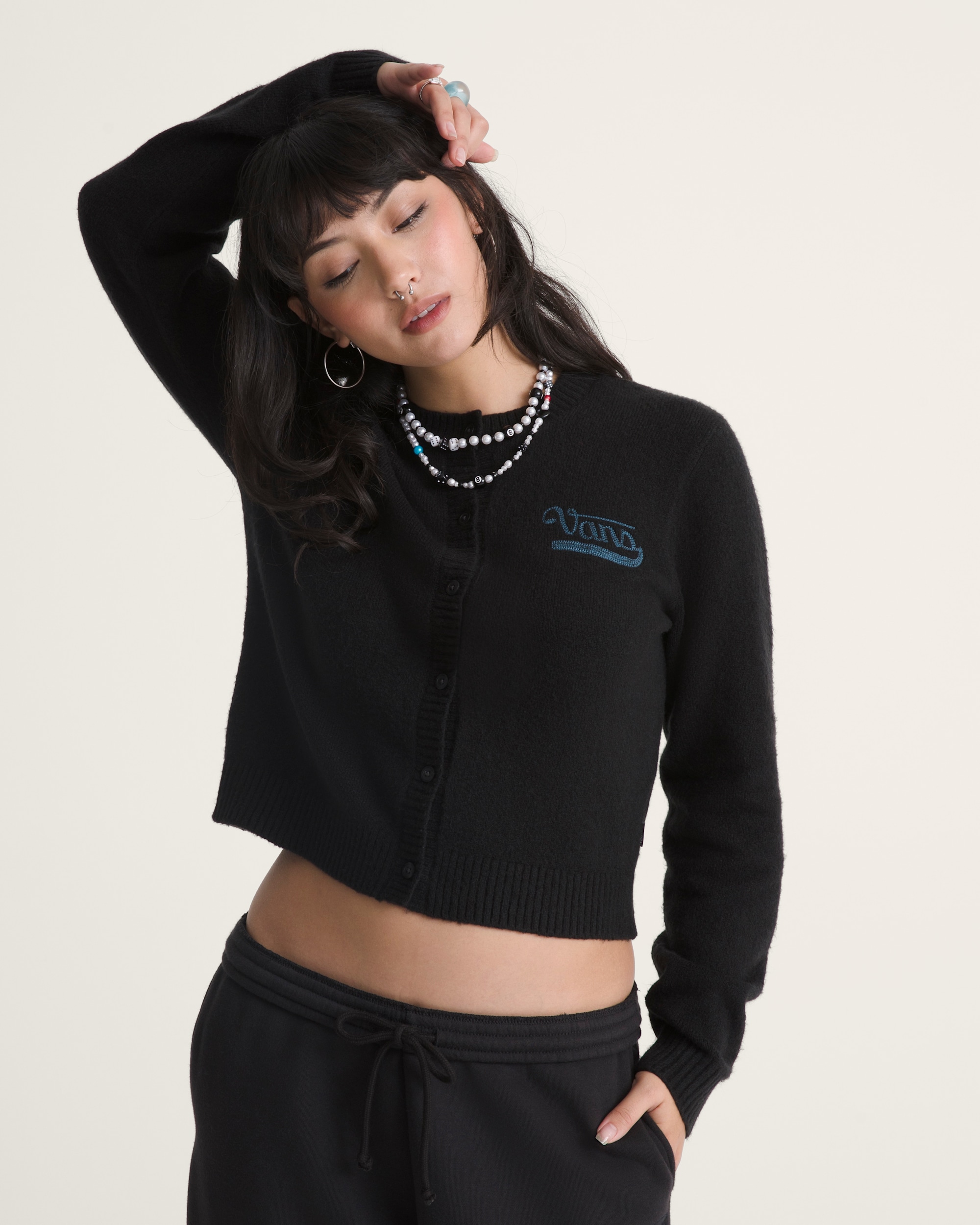 Dolly Chain Stitch Cardigan Sweater in Black | Vans