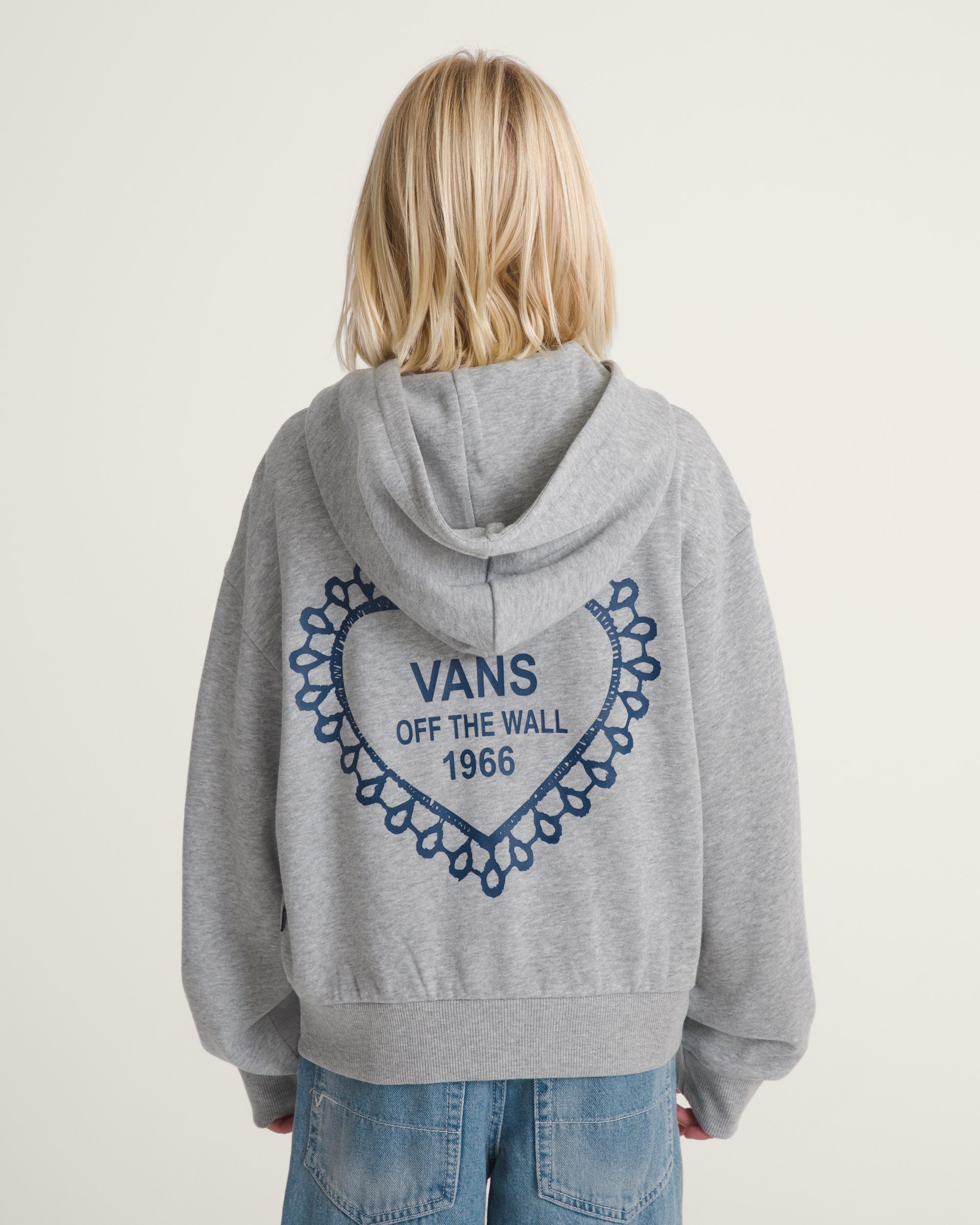 Kids Lacey Daze Retro Zip Hoodie VANS Cement Heather Grey ALT3