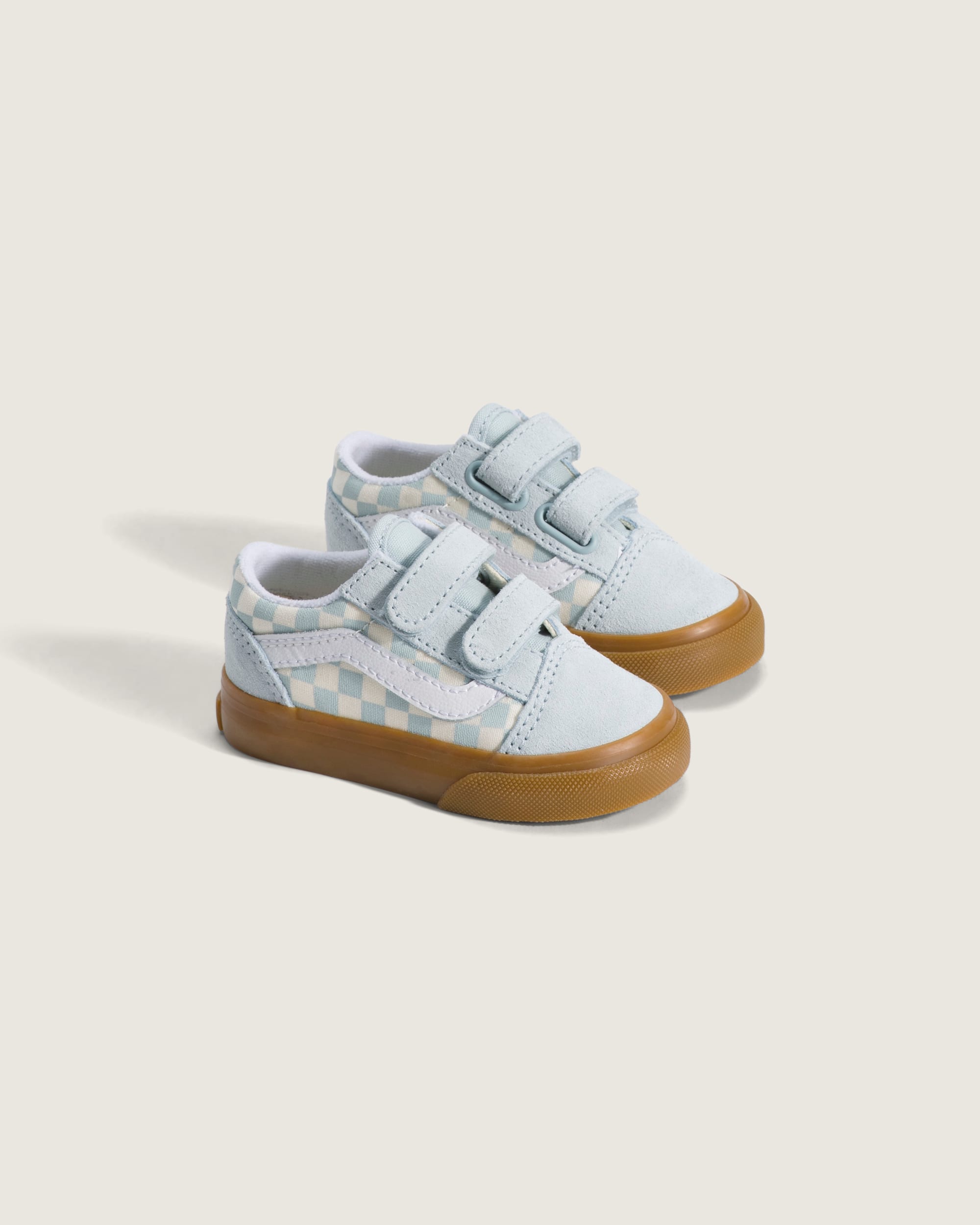 Toddler Old Skool V Shoe VANS Gum Checkerboard Dawn Mist Blue ALT1
