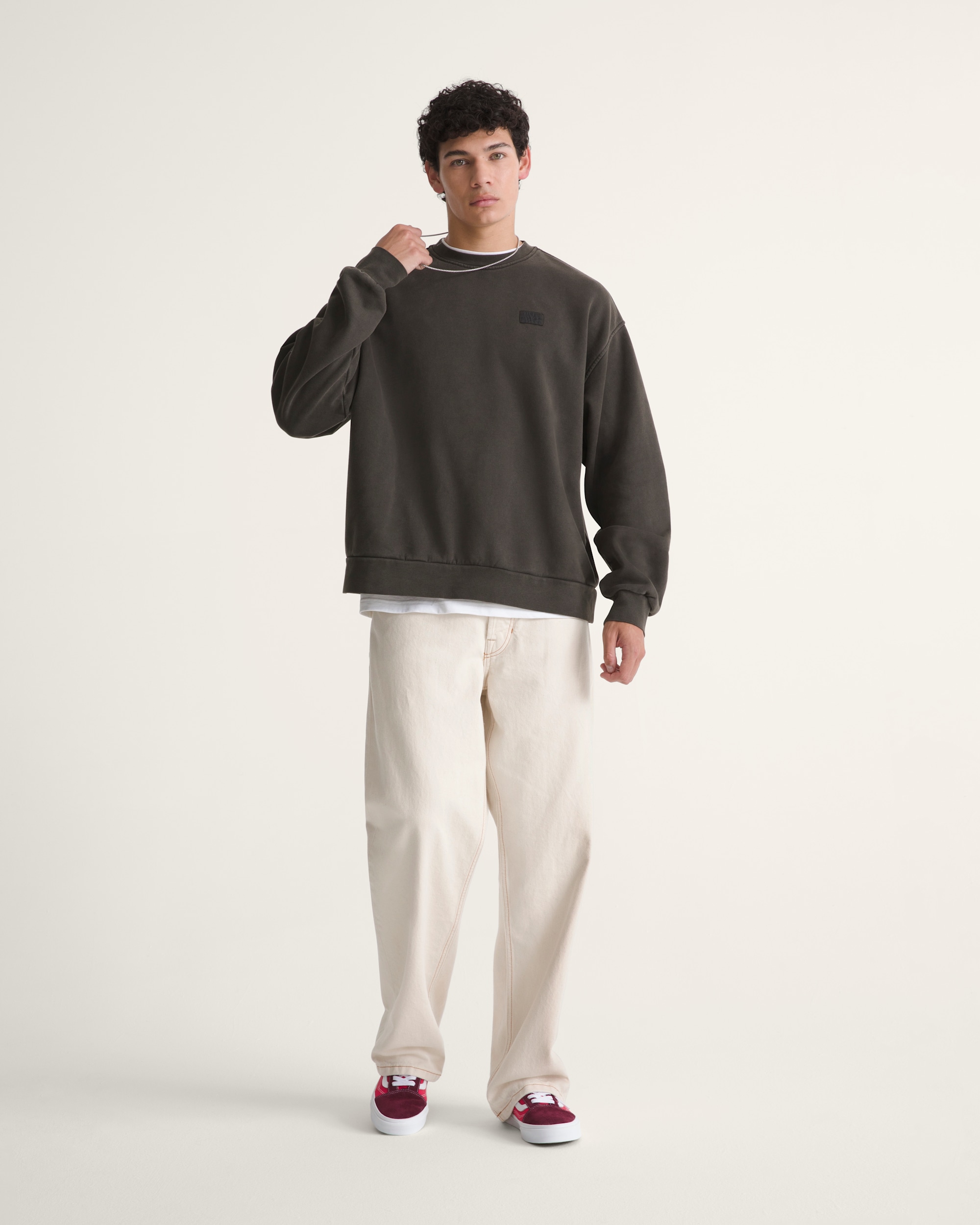 Premium Check5 Loose Denim Pantss VANS Natural Seed Beige ALT3