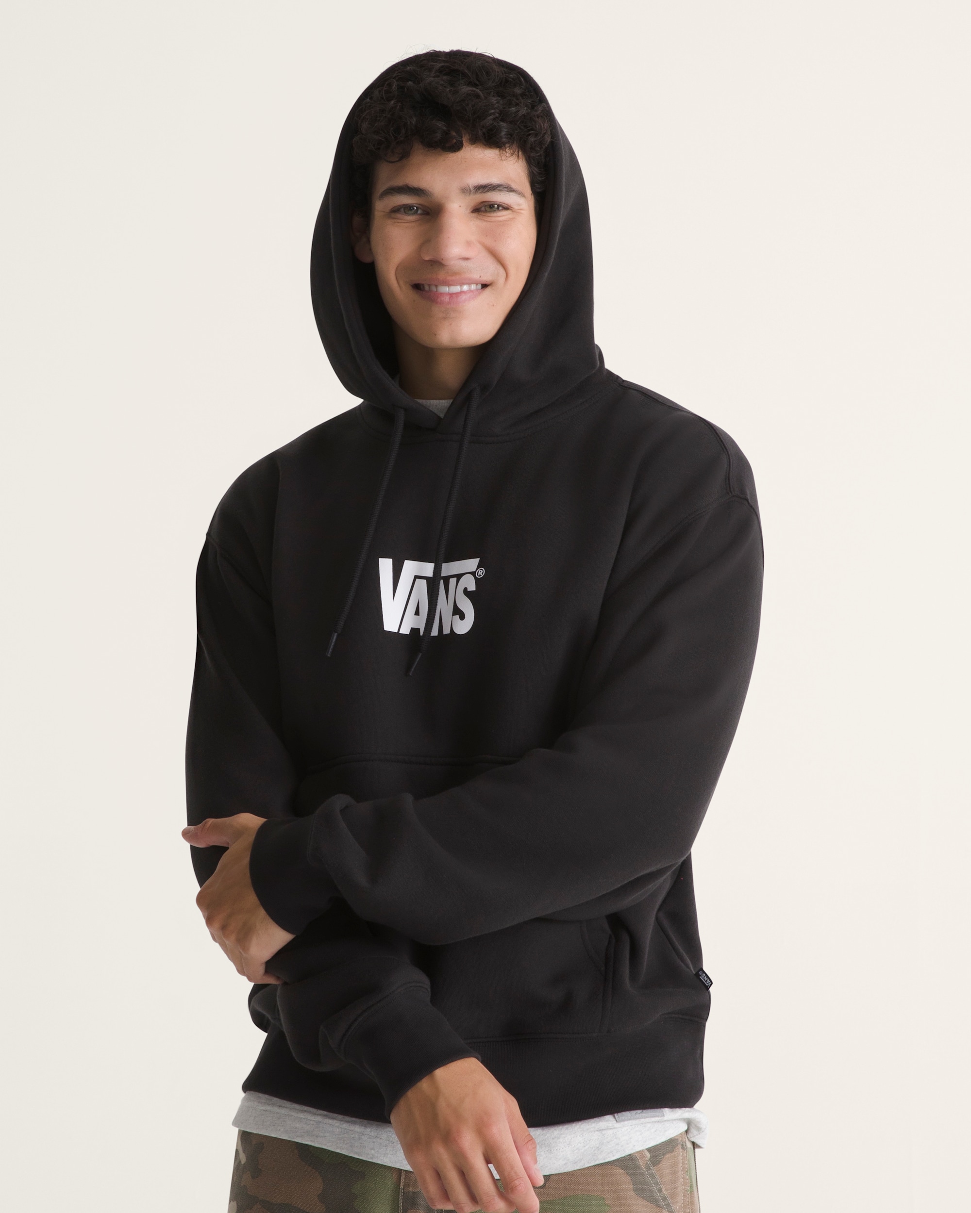 Stretch Logo Pullover Hoodie VANS Black  White HERO