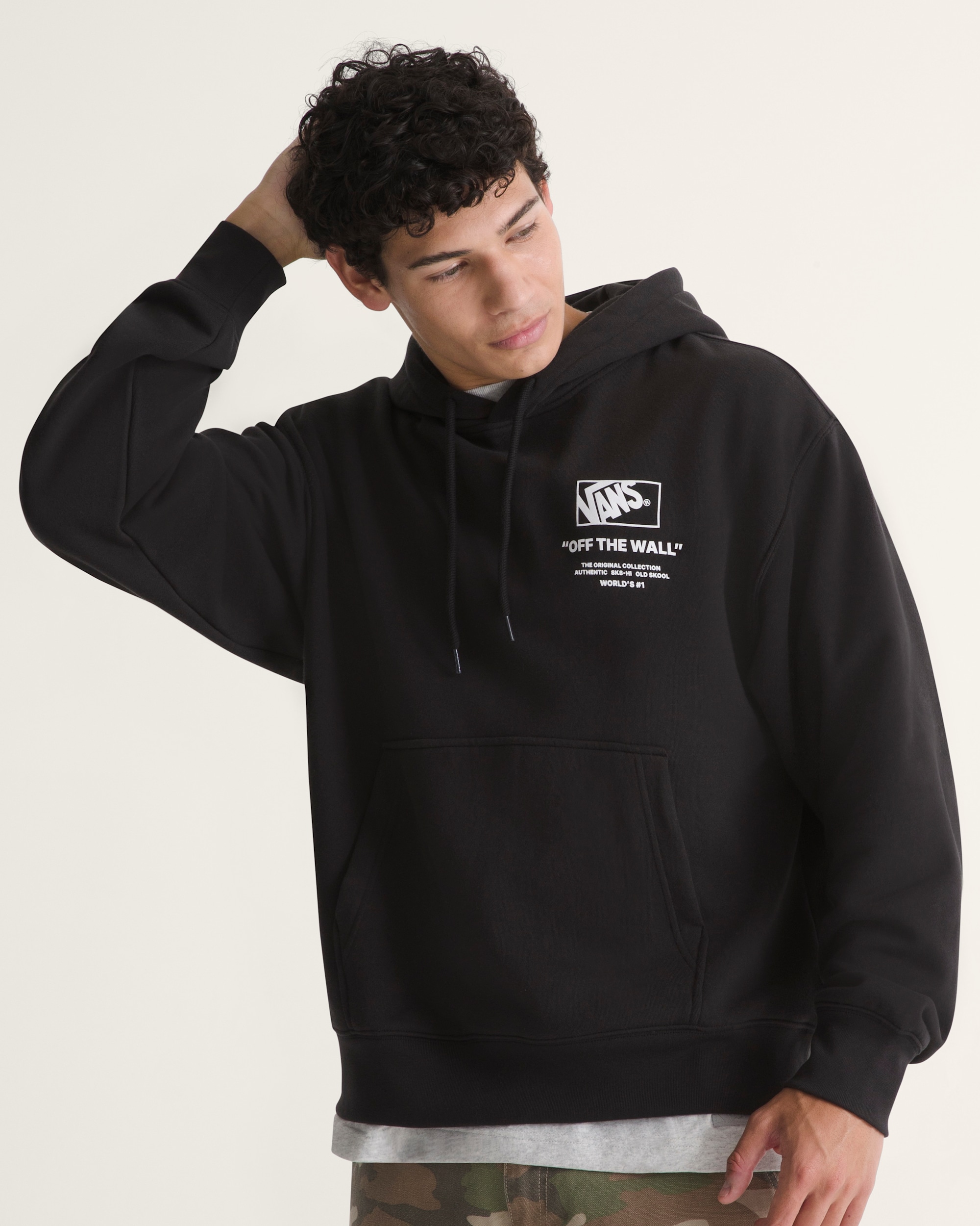Stacked Hi Pullover Hoodie in Black / White | Vans