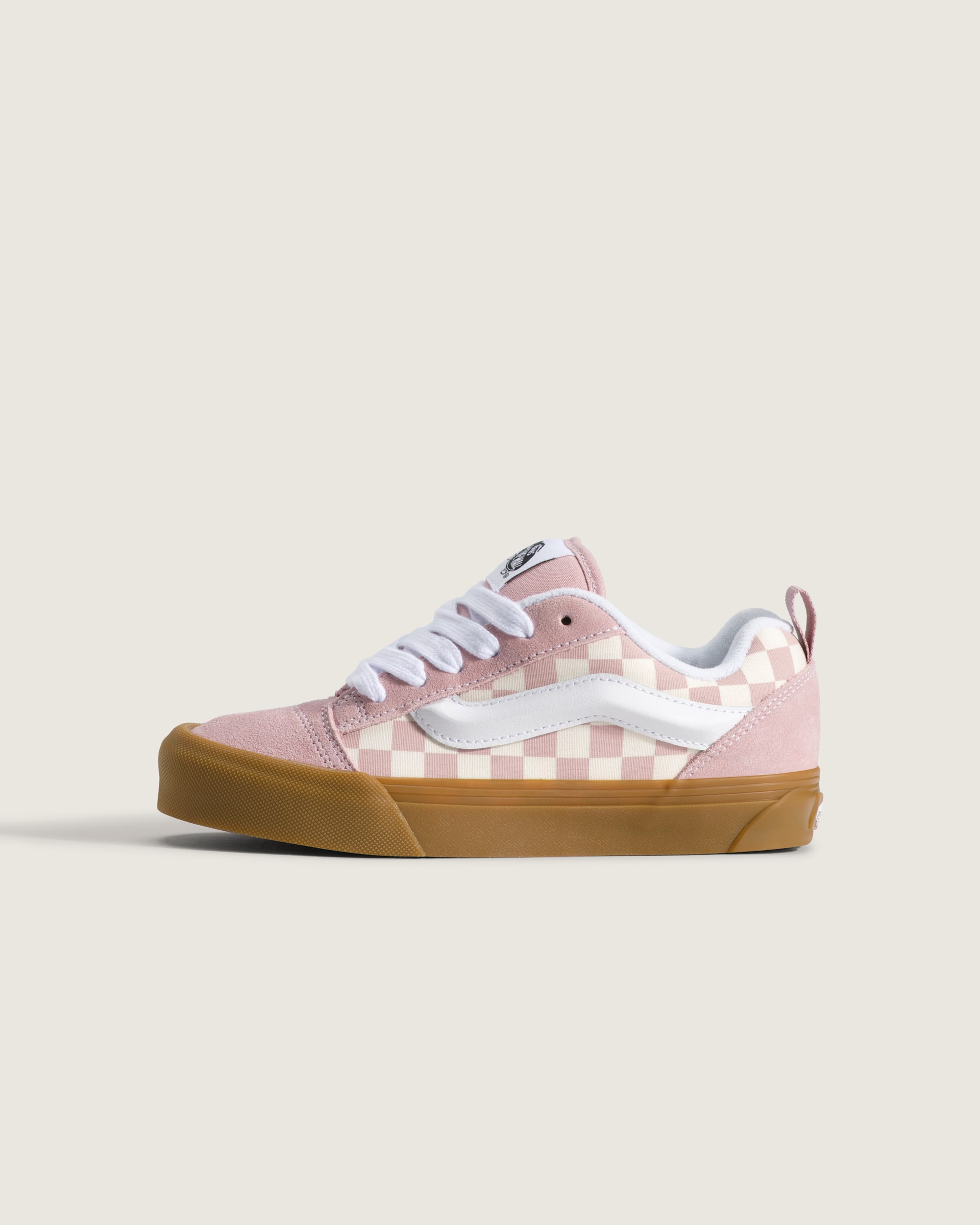 Big Kids Knu Skool Shoe VANS Gum Checkerboard Misty Mauve Pink HERO