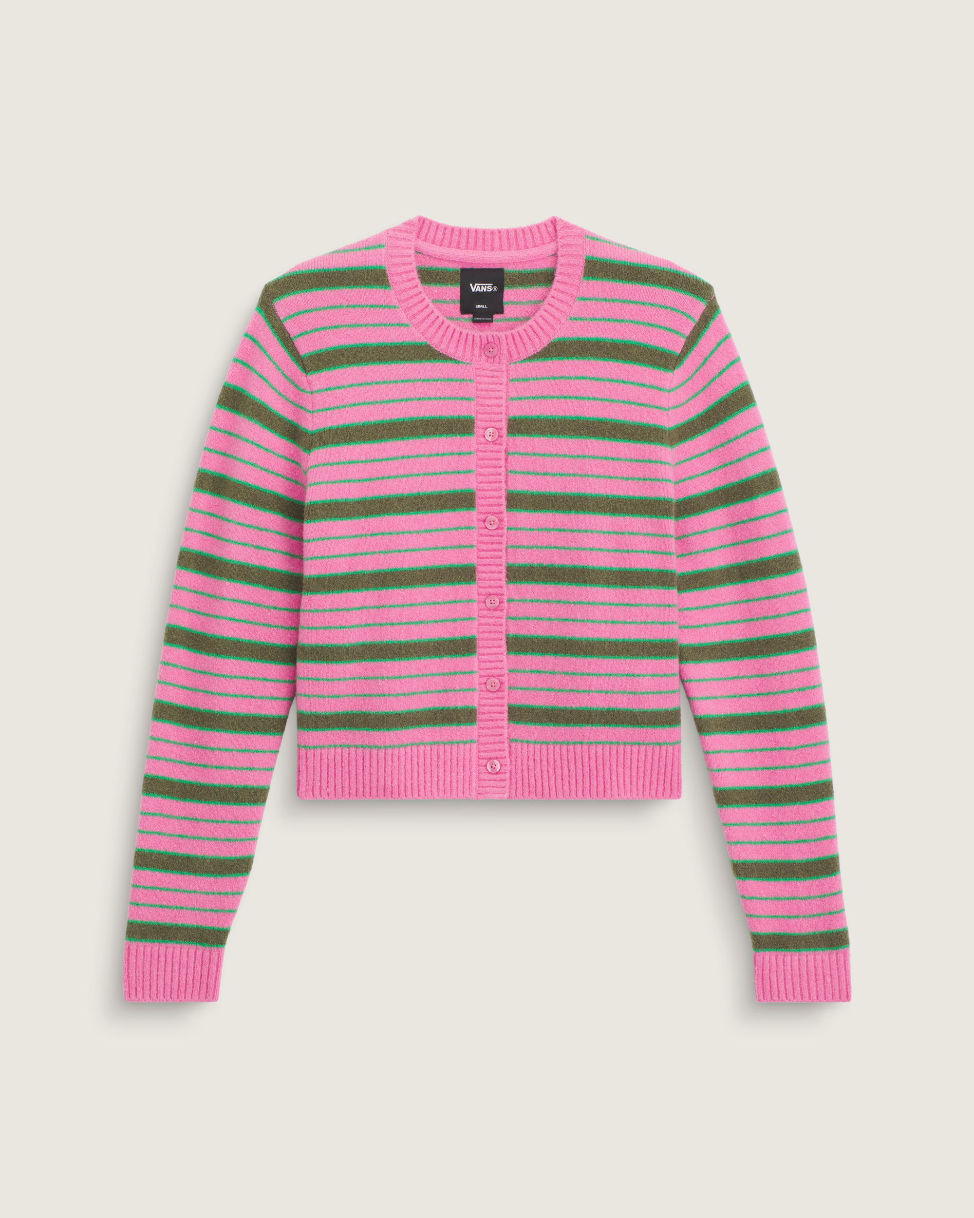 Dolly Stripe Cardigan Sweater VANS Fizz Pink HERO