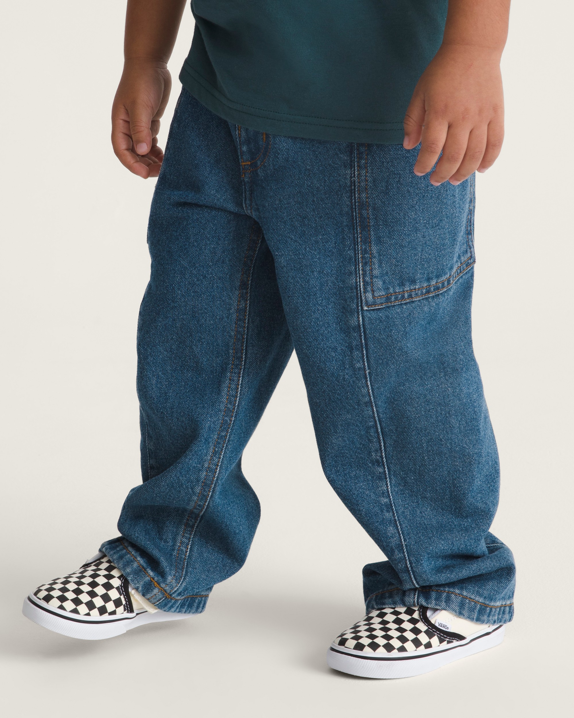 Little Kids Naithin 20 Elastic Waist Denim Pants VANS Vintage Indigo Blue ALT5