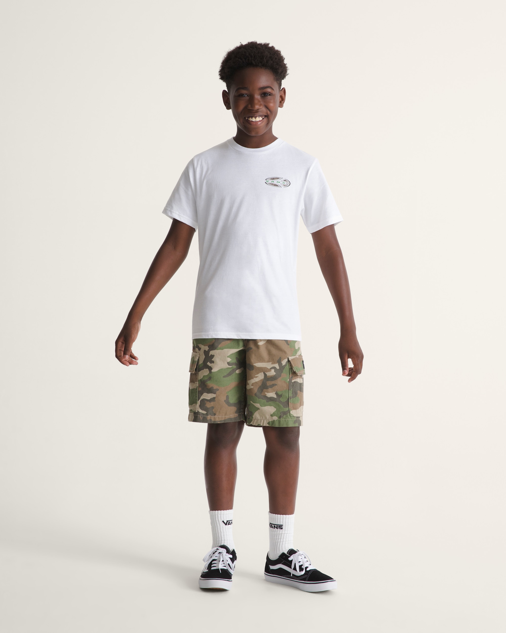 Kids Range Cargo Loose Shorts VANS Vintage Camo Brown  Green ALT3