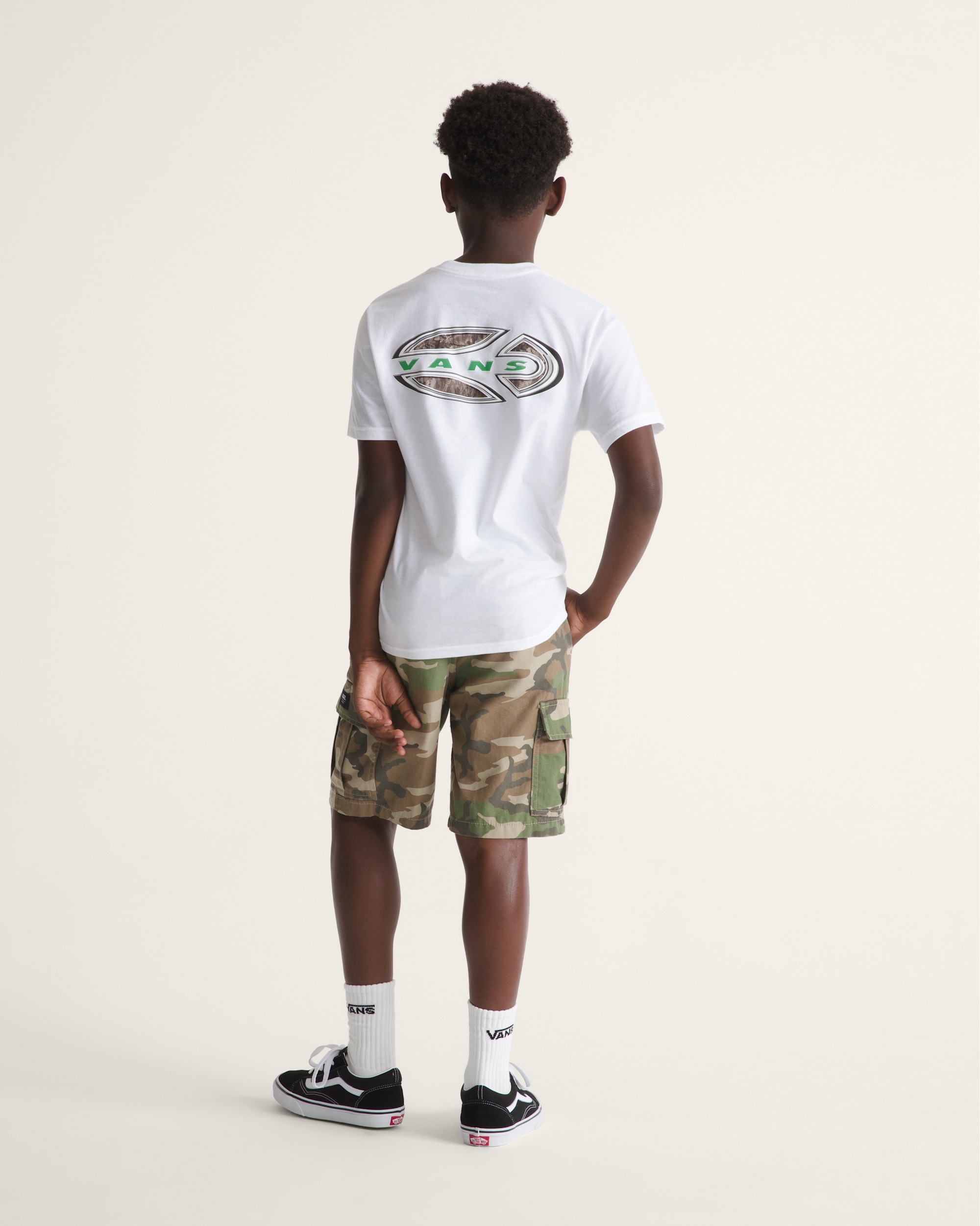 Kids Range Cargo Loose Shorts VANS Vintage Camo Brown  Green ALT4