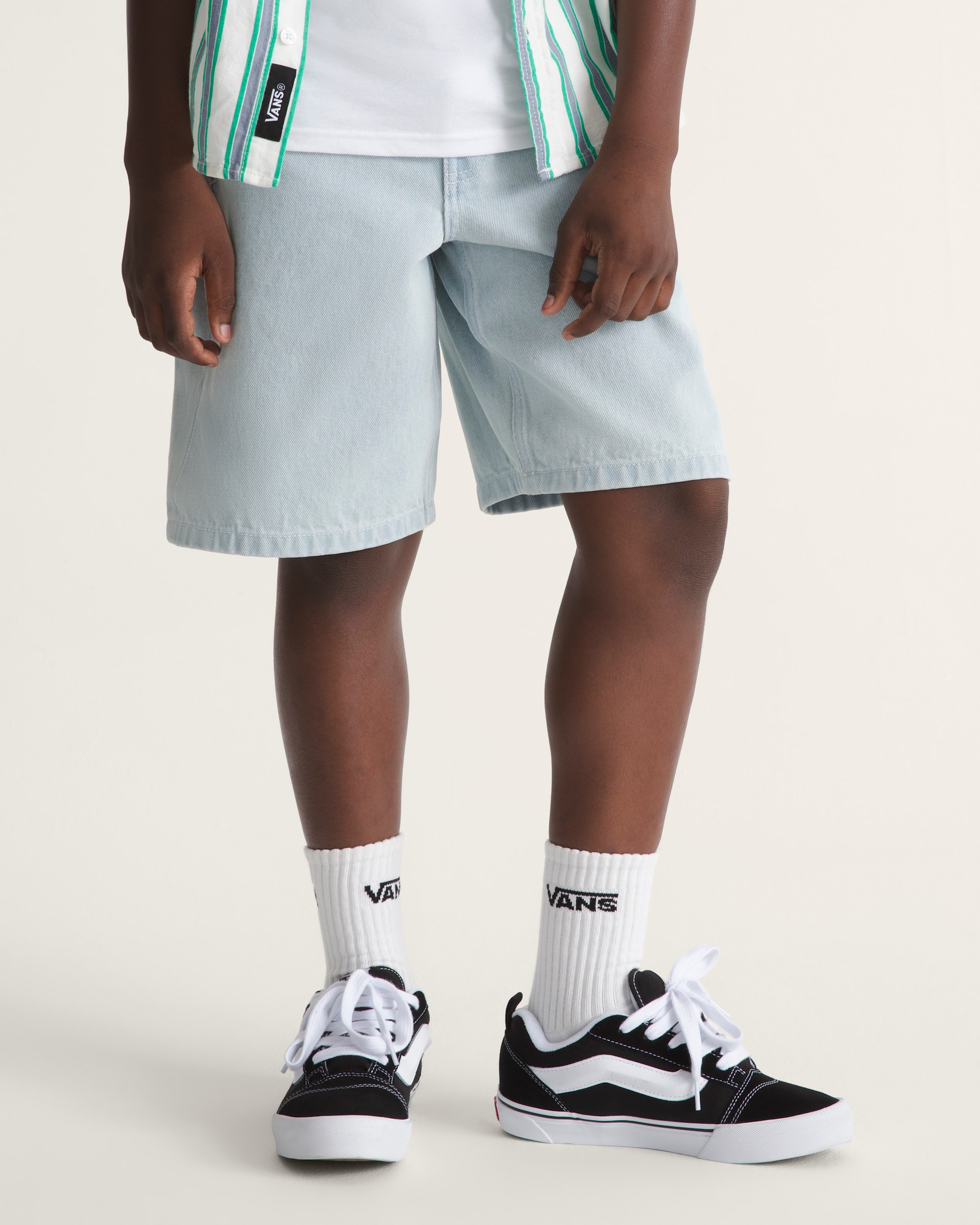 Kids Check5 Baggy Denim Shorts VANS Ice Blue ALT2