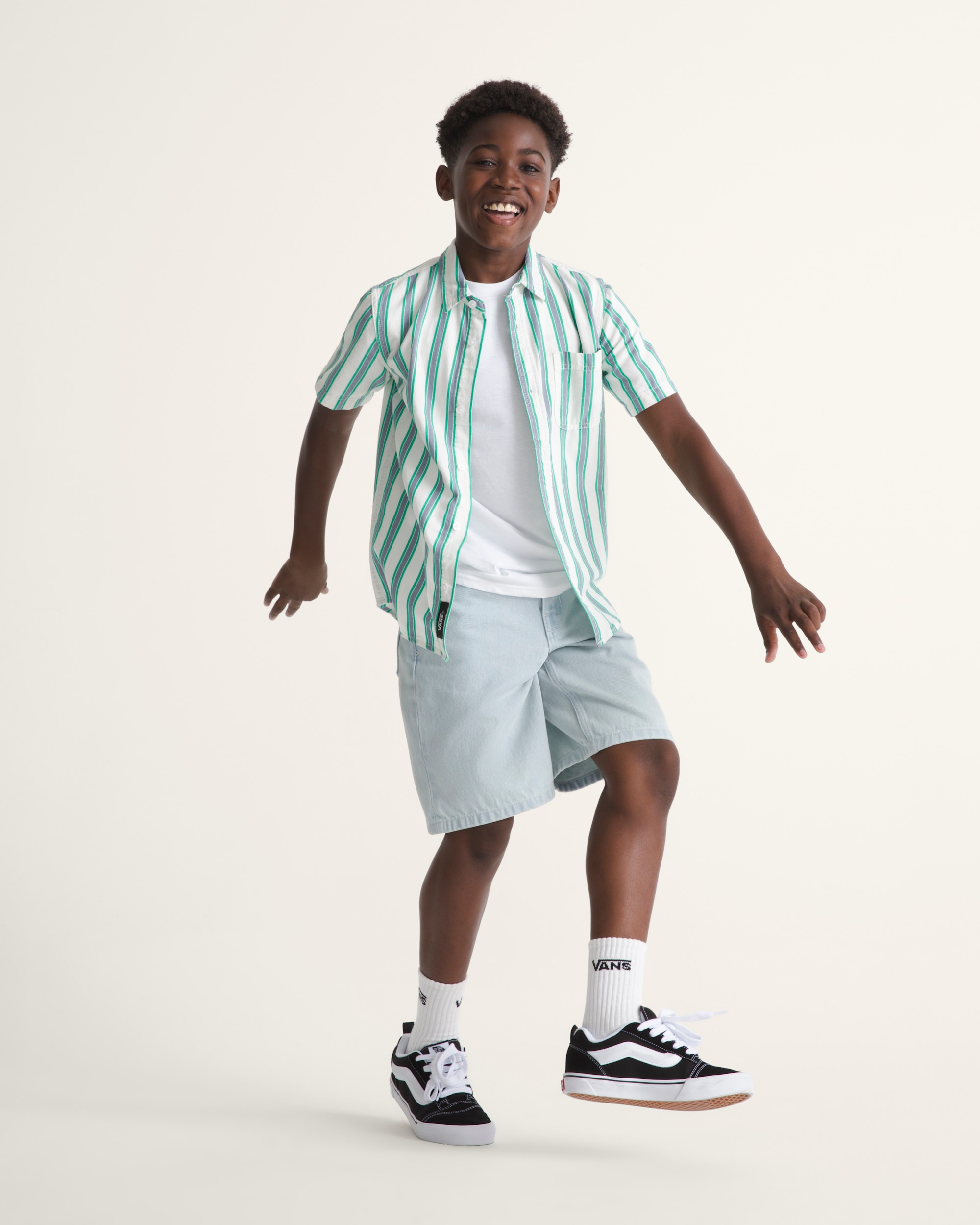 Kids Check5 Baggy Denim Shorts VANS Ice Blue ALT3