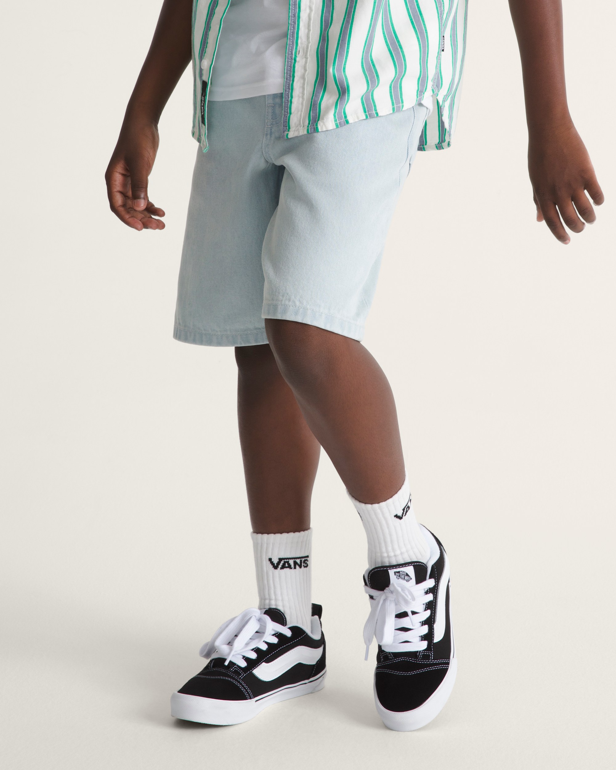 Kids Check5 Baggy Denim Shorts VANS Ice Blue ALT5