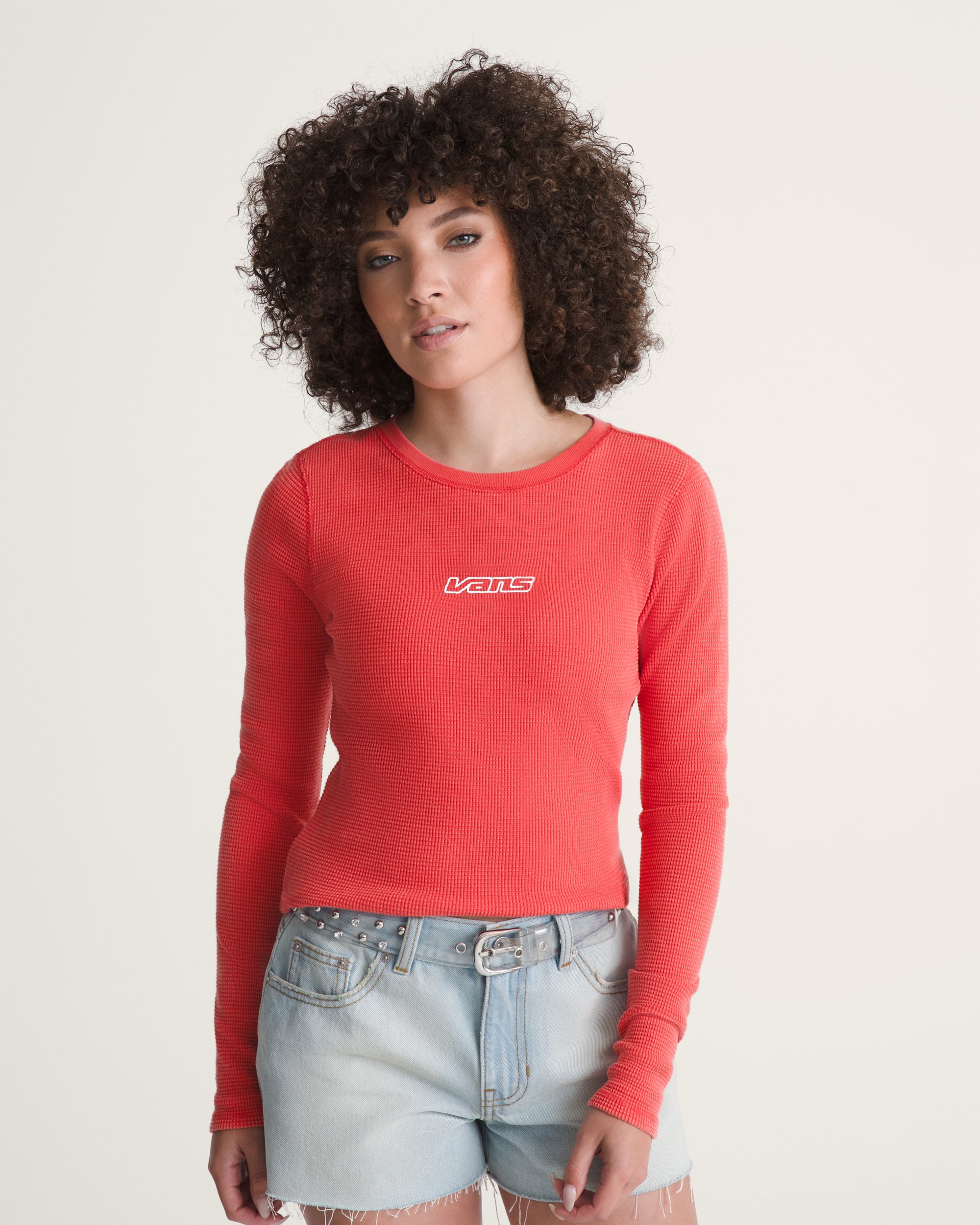 Teri Waffle Long Sleeve Shirt VANS Crimson Haze Red ALT2