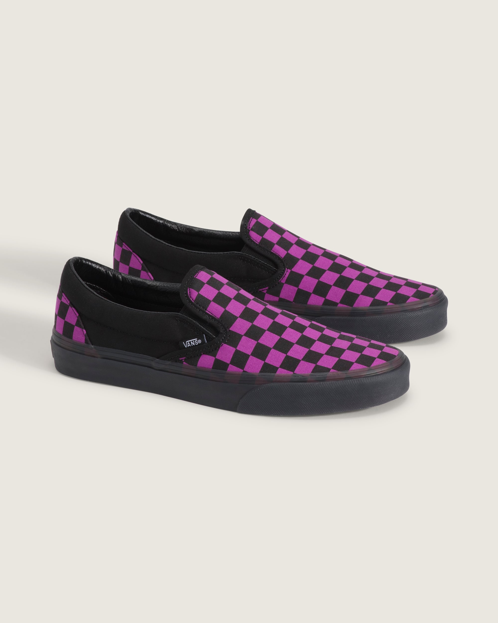 Classic SlipOn Checkerboard Shoe VANS Checkerboard Black  Purple ALT1