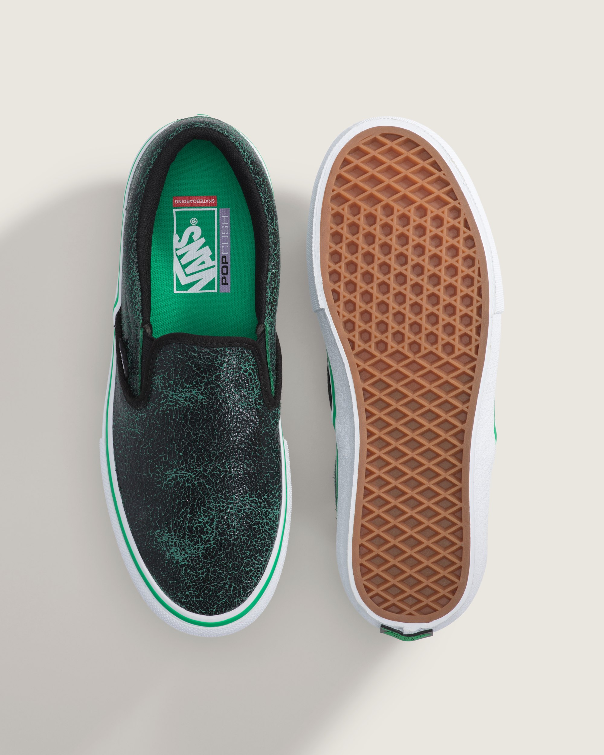 Skate SlipOn Shoe VANS Black  Green ALT2