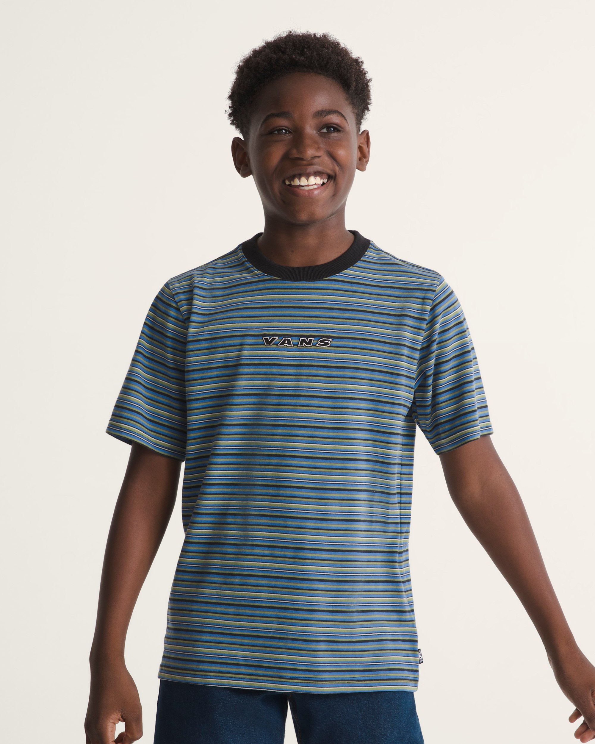 Kids Cameron Stripe Knit Shirt VANS Black  True Blue ALT2