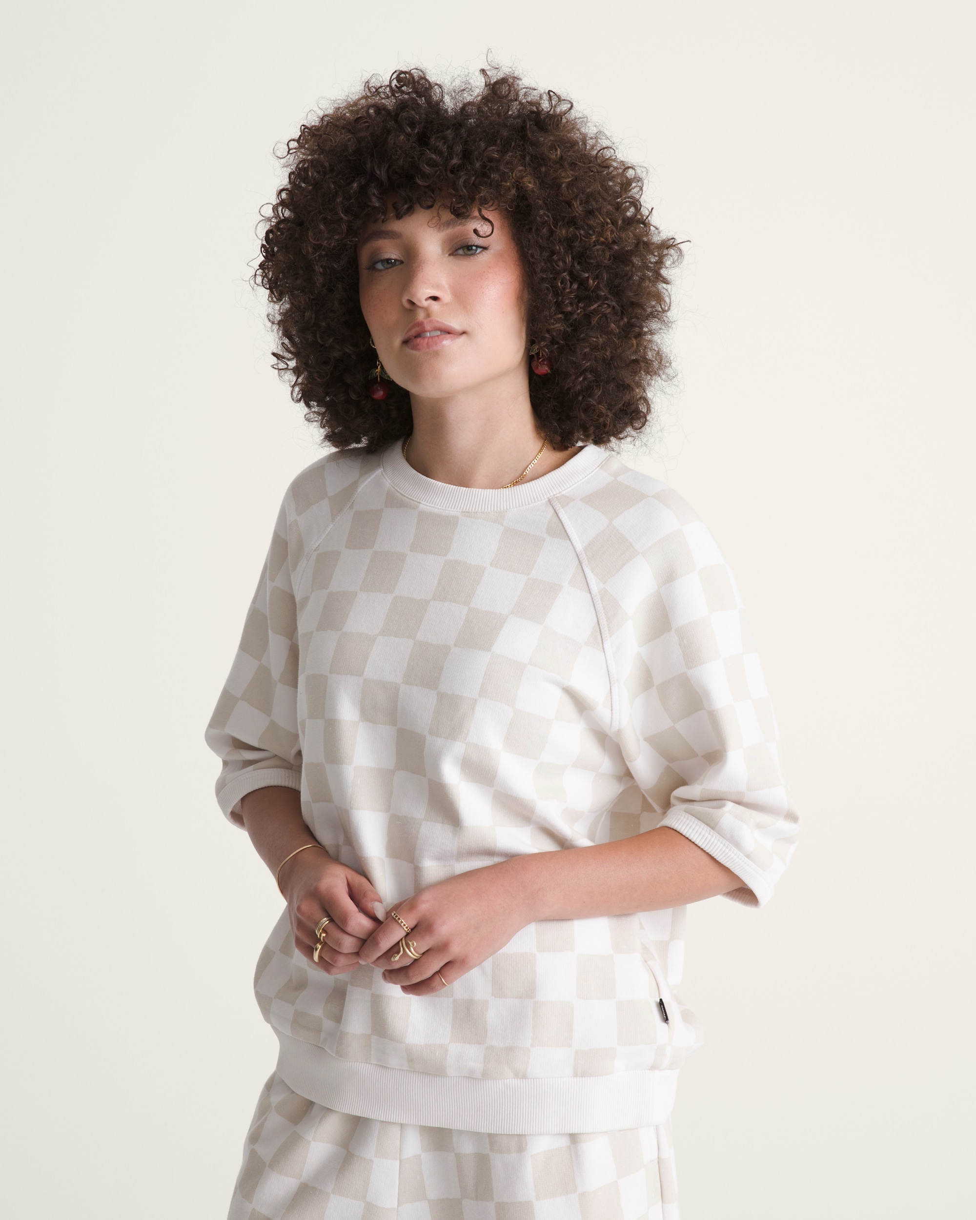 Classmate Check Sweatshirt VANS Egret White ALT2