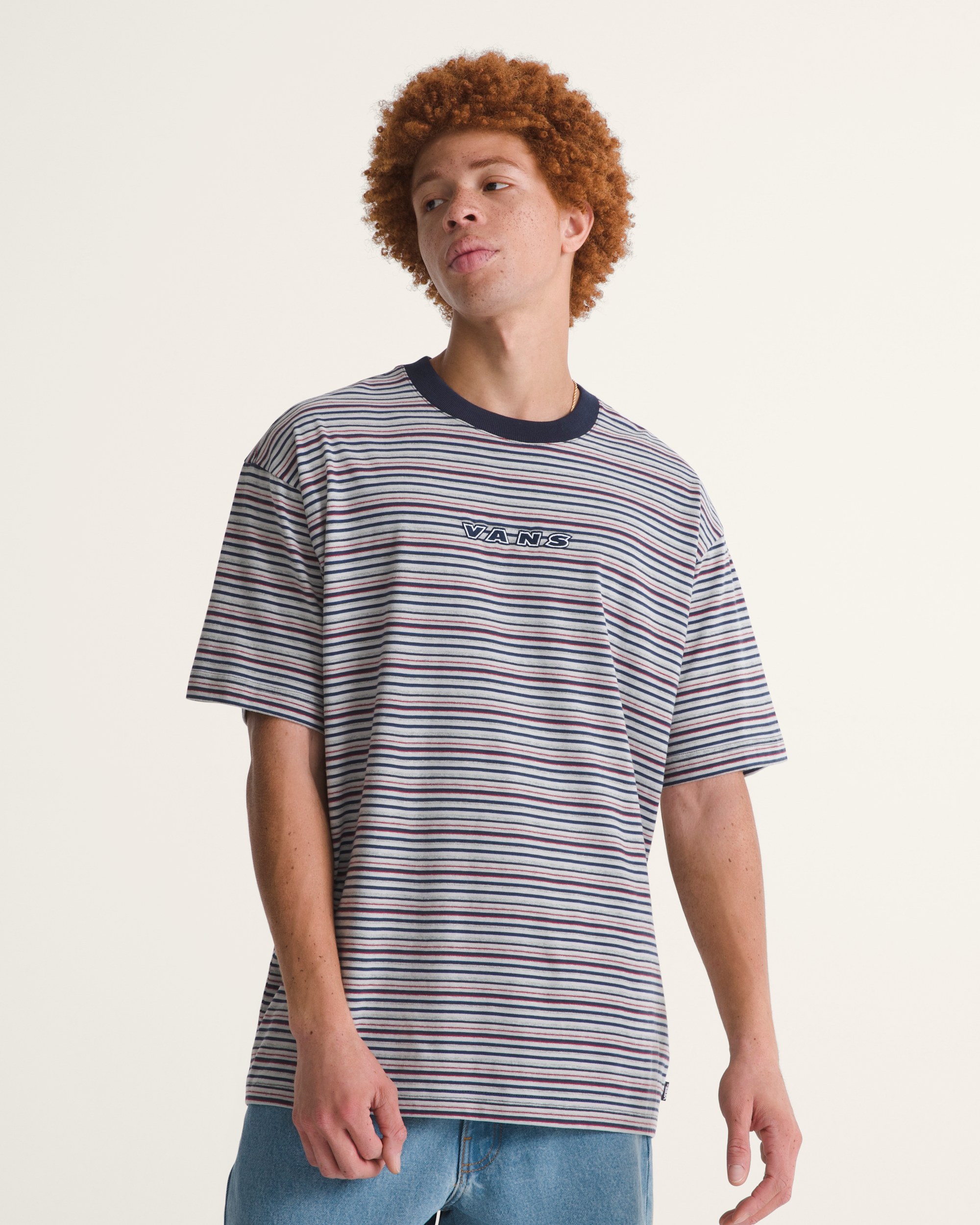 Cameron Stripe Knit Shirt VANS Parisian Night Blue  Cement Heather Grey ALT2