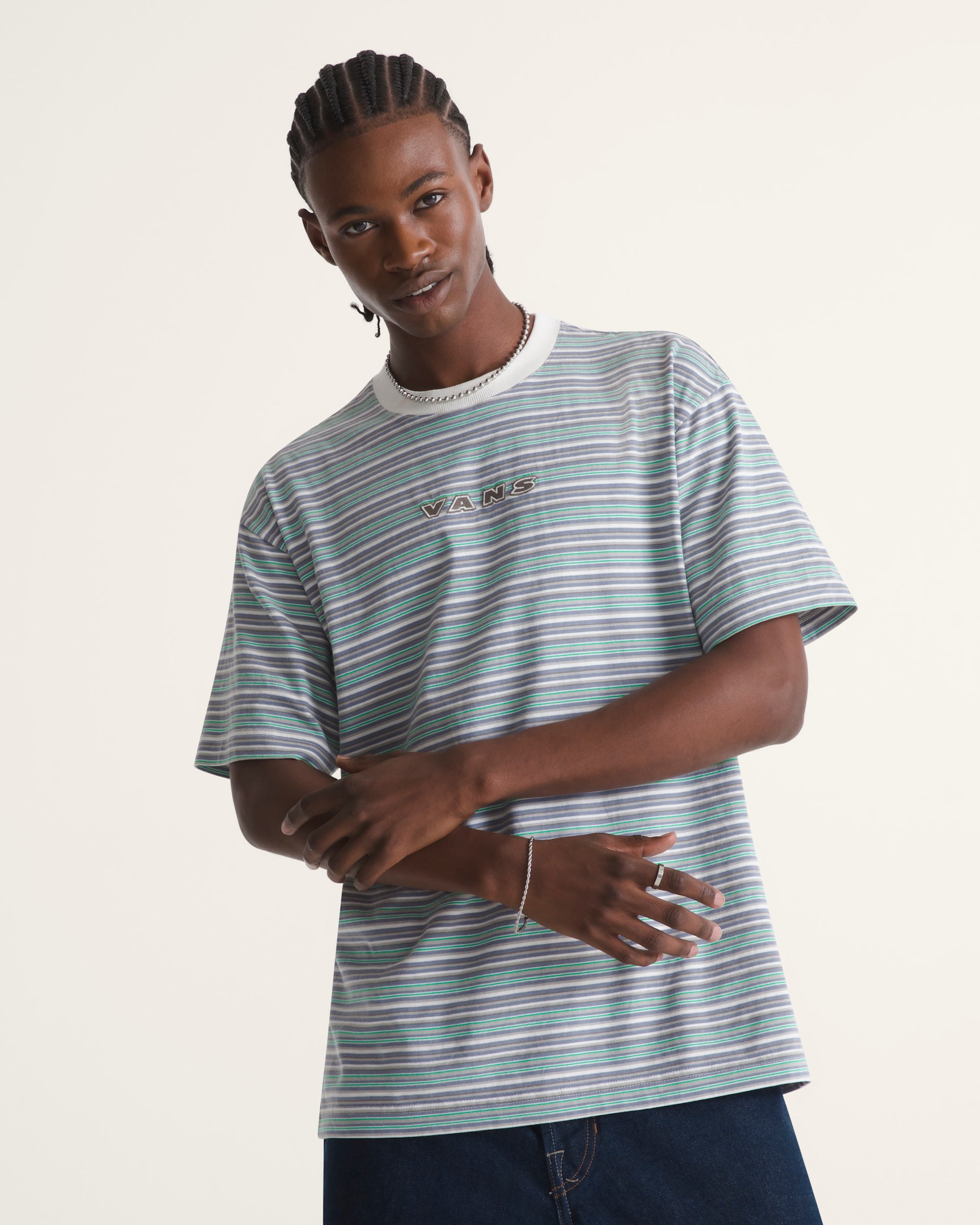 Cameron Stripe Knit Shirt VANS Marshmallow White ALT2