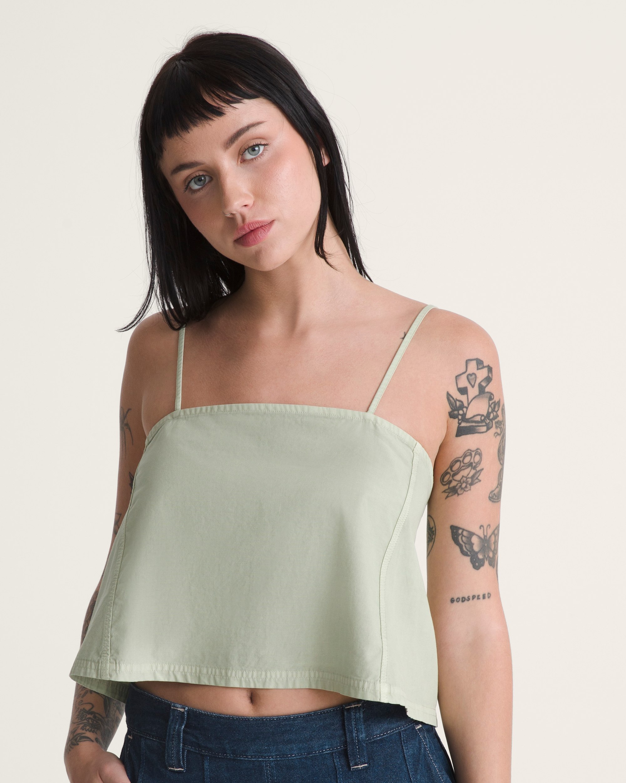 Crop Cami Tank Top VANS Soft Sage Green ALT2
