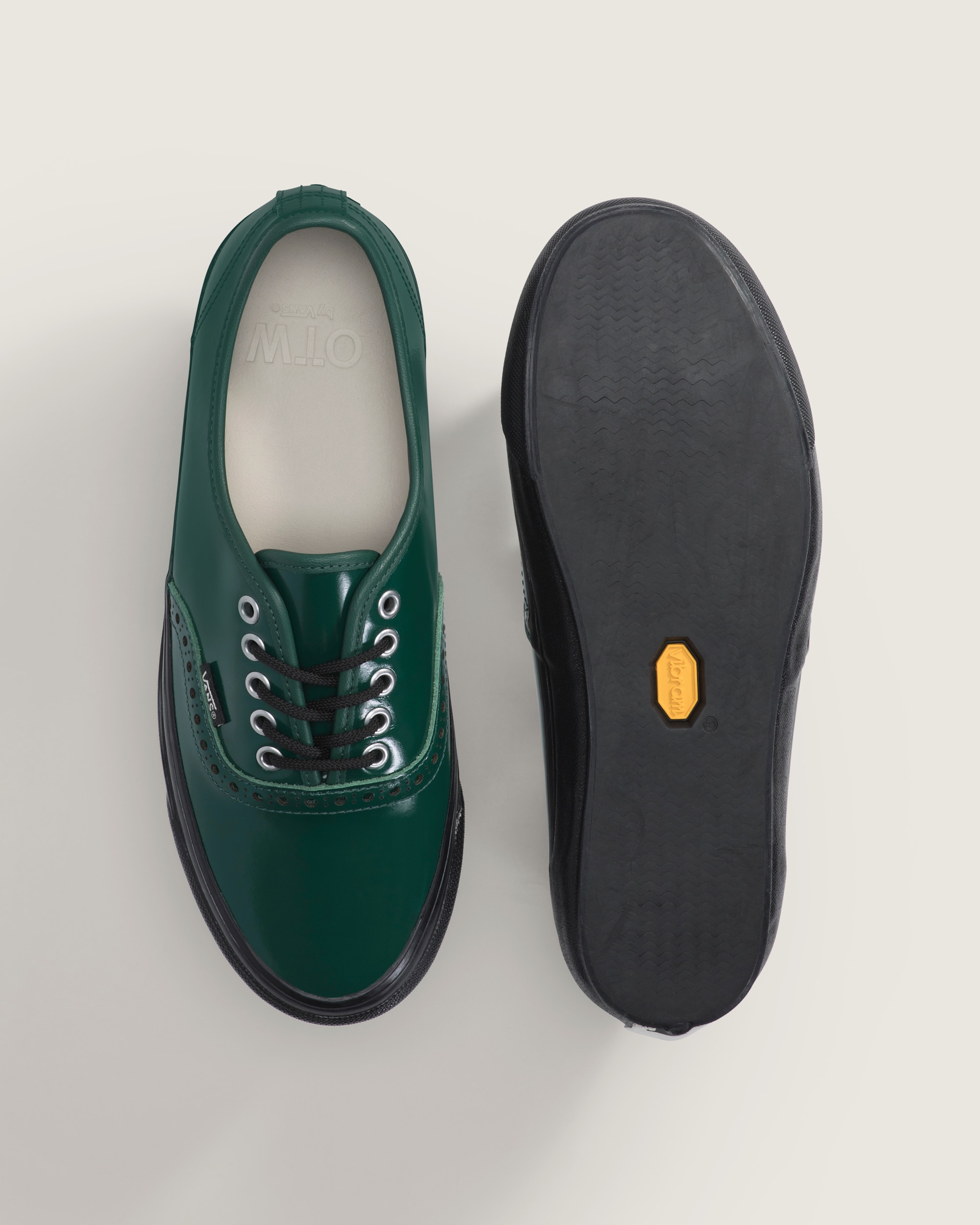 OTW Authentic 44 Siped Vibram VANS Gloss Leather Brogue Emerald Green  Black ALT2