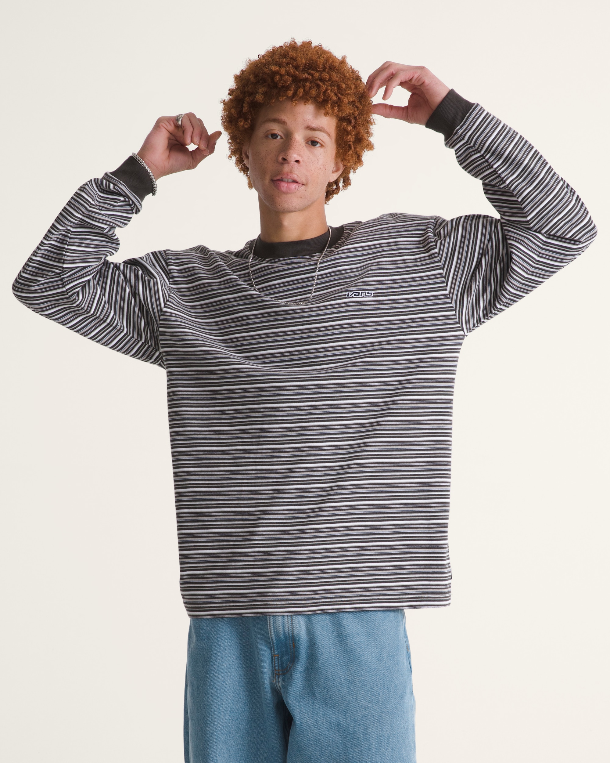 Wesley Stripe Long Sleeve Knit Shirt VANS Faded Black ALT3