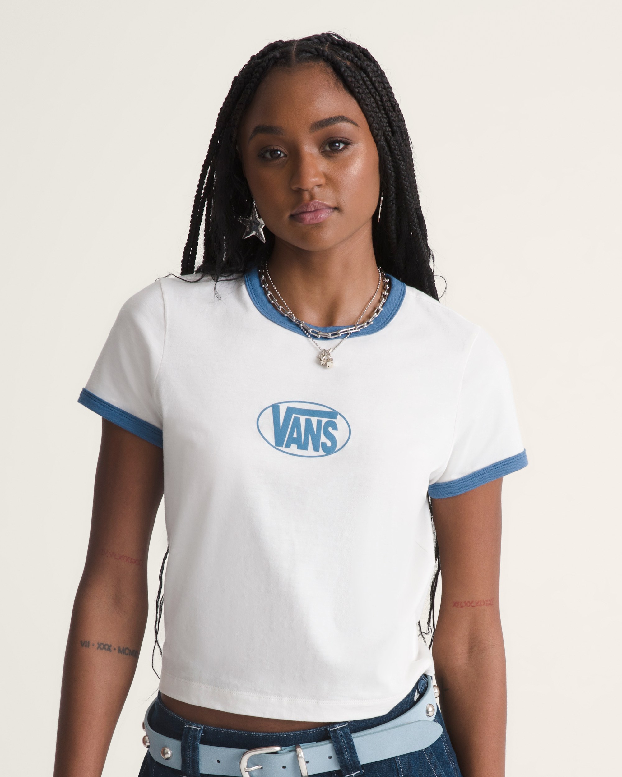 Circle V Ringer TShirt VANS Egret White ALT3