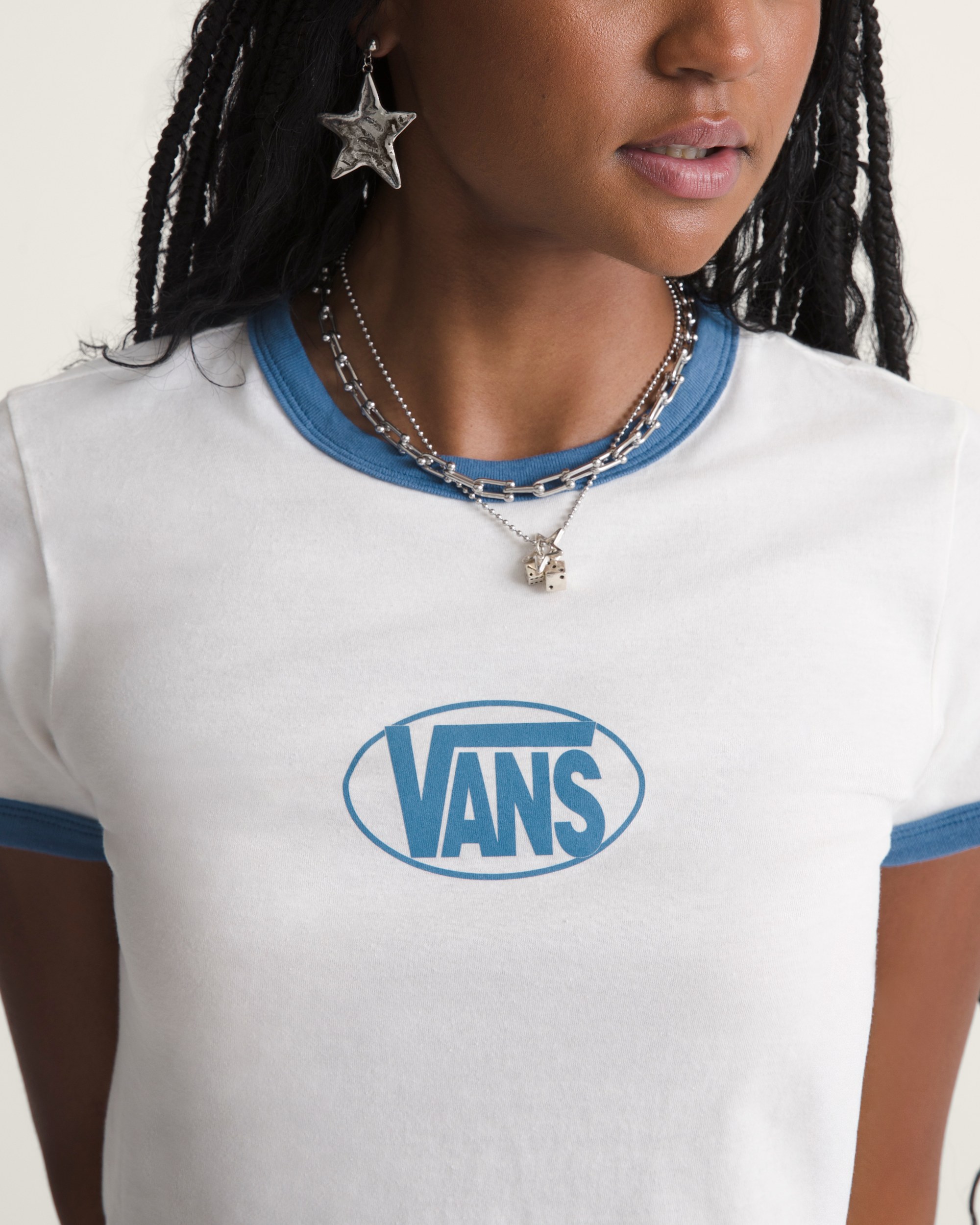 Circle V Ringer TShirt VANS Egret White ALT5