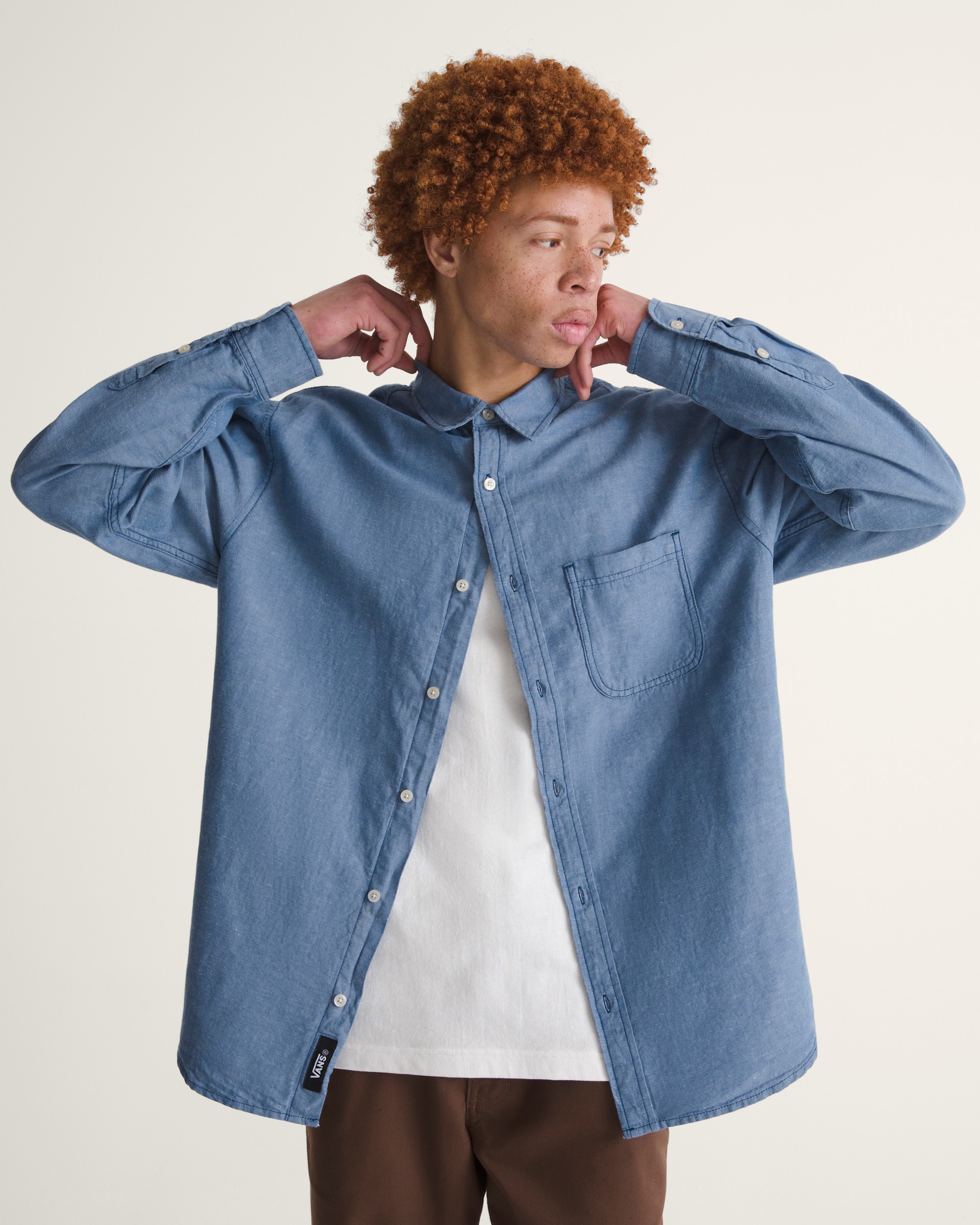 Lawson Solid Oxford Long Sheeve Shirt VANS True Navy Blue ALT2