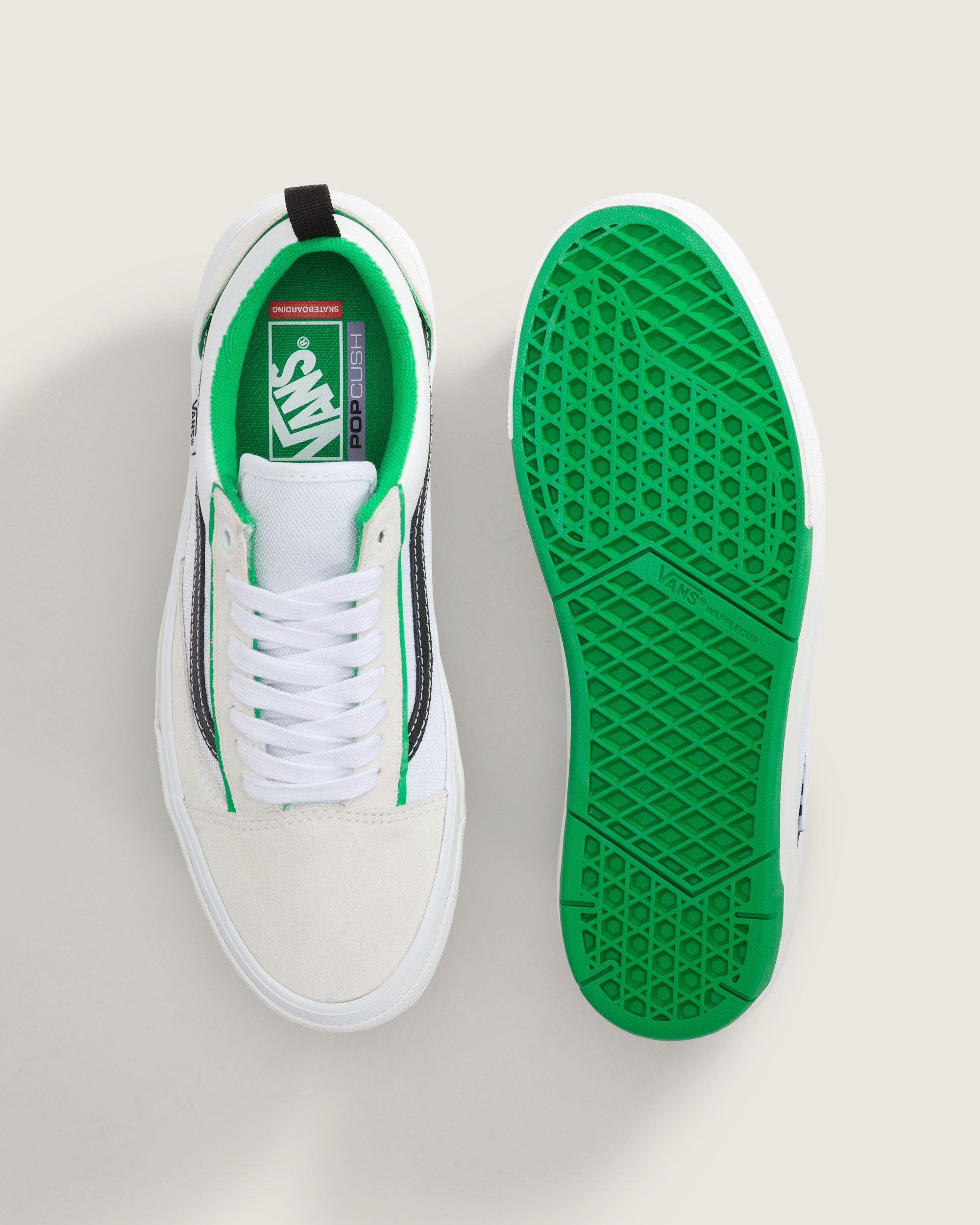 Skate Old Skool Wafflecup Shoe VANS White  Green ALT2
