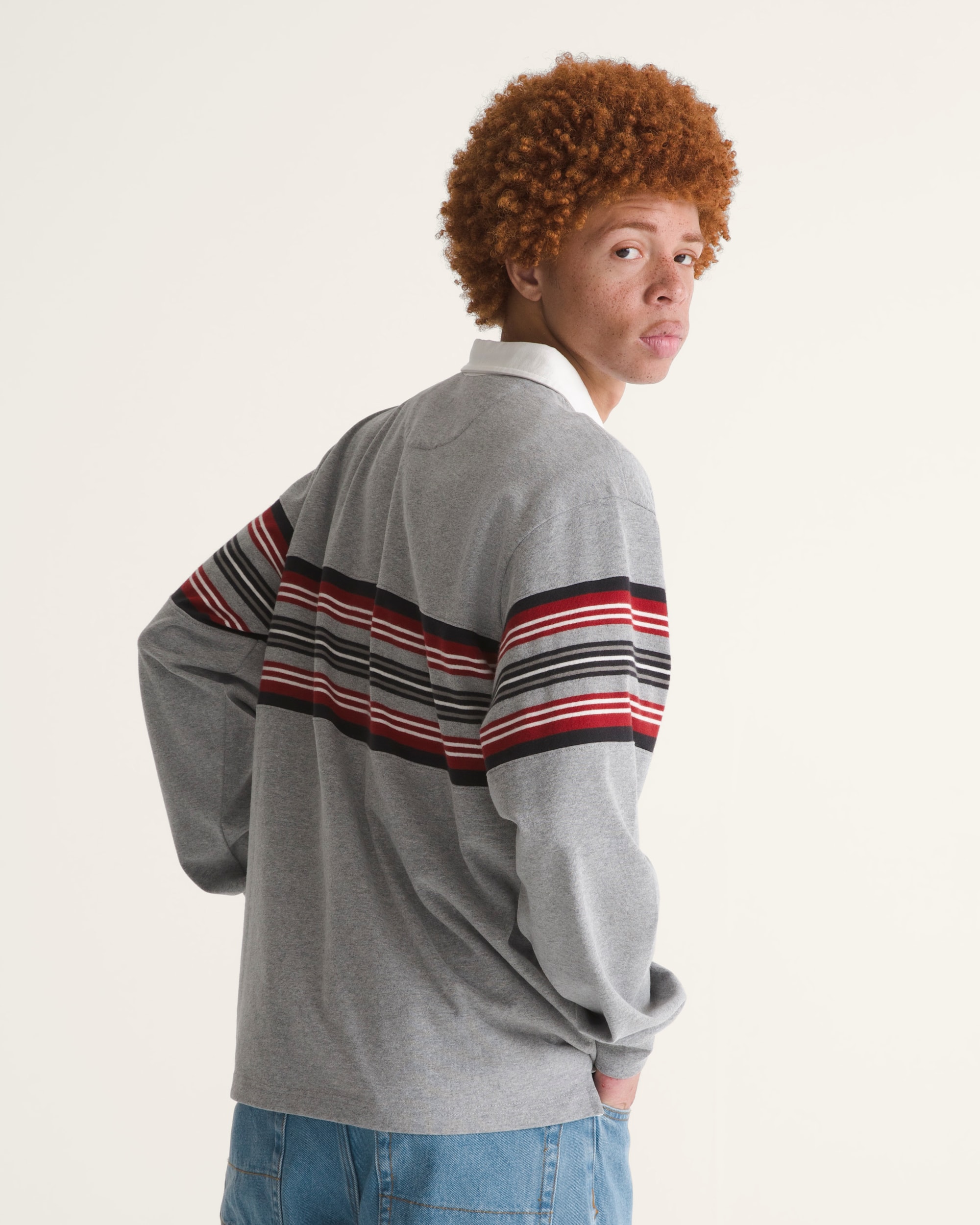 Surge Rugby Long Sleeve Shirt VANS Cement Heather Grey ALT3