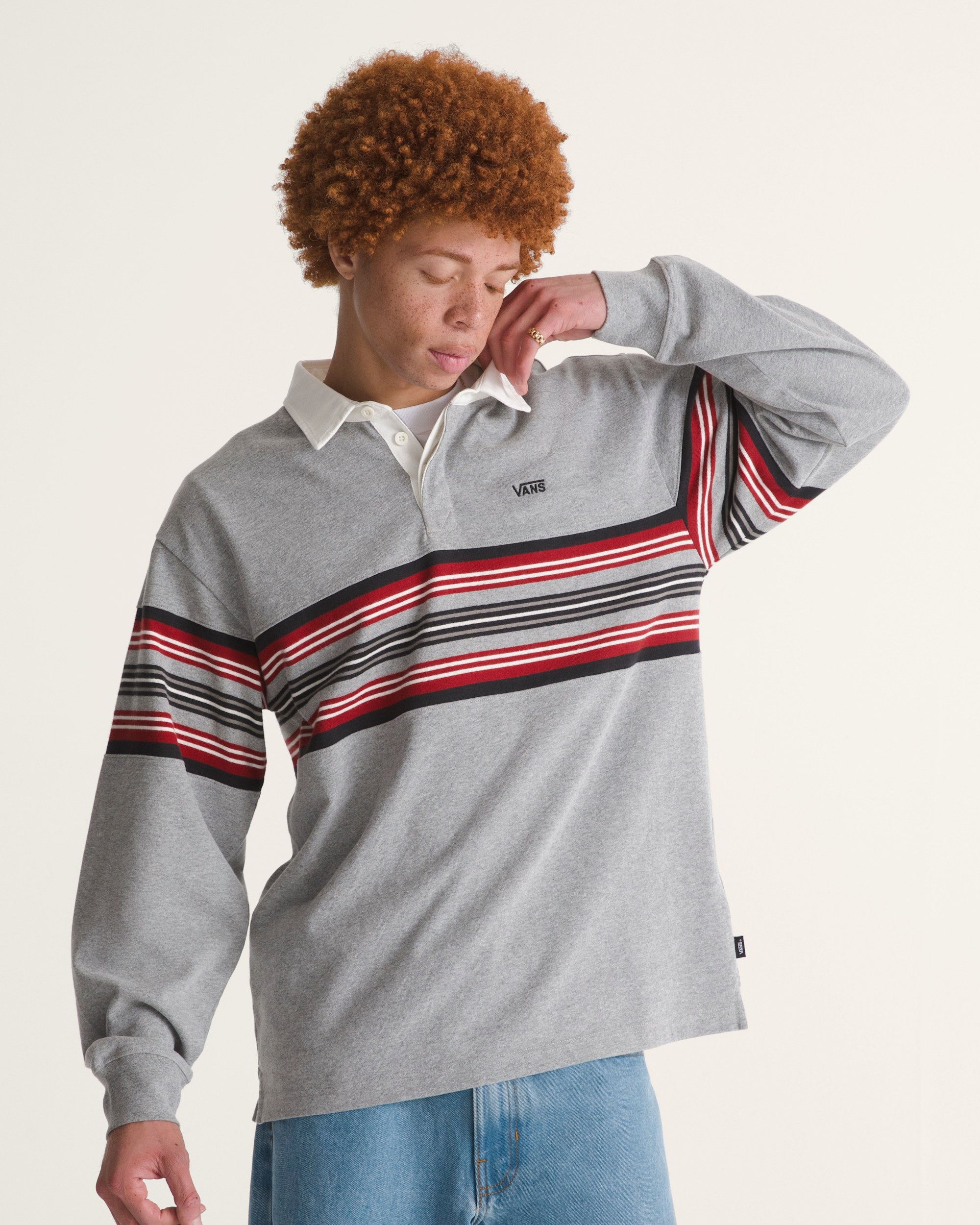 Surge Rugby Long Sleeve Shirt VANS Cement Heather Grey ALT2