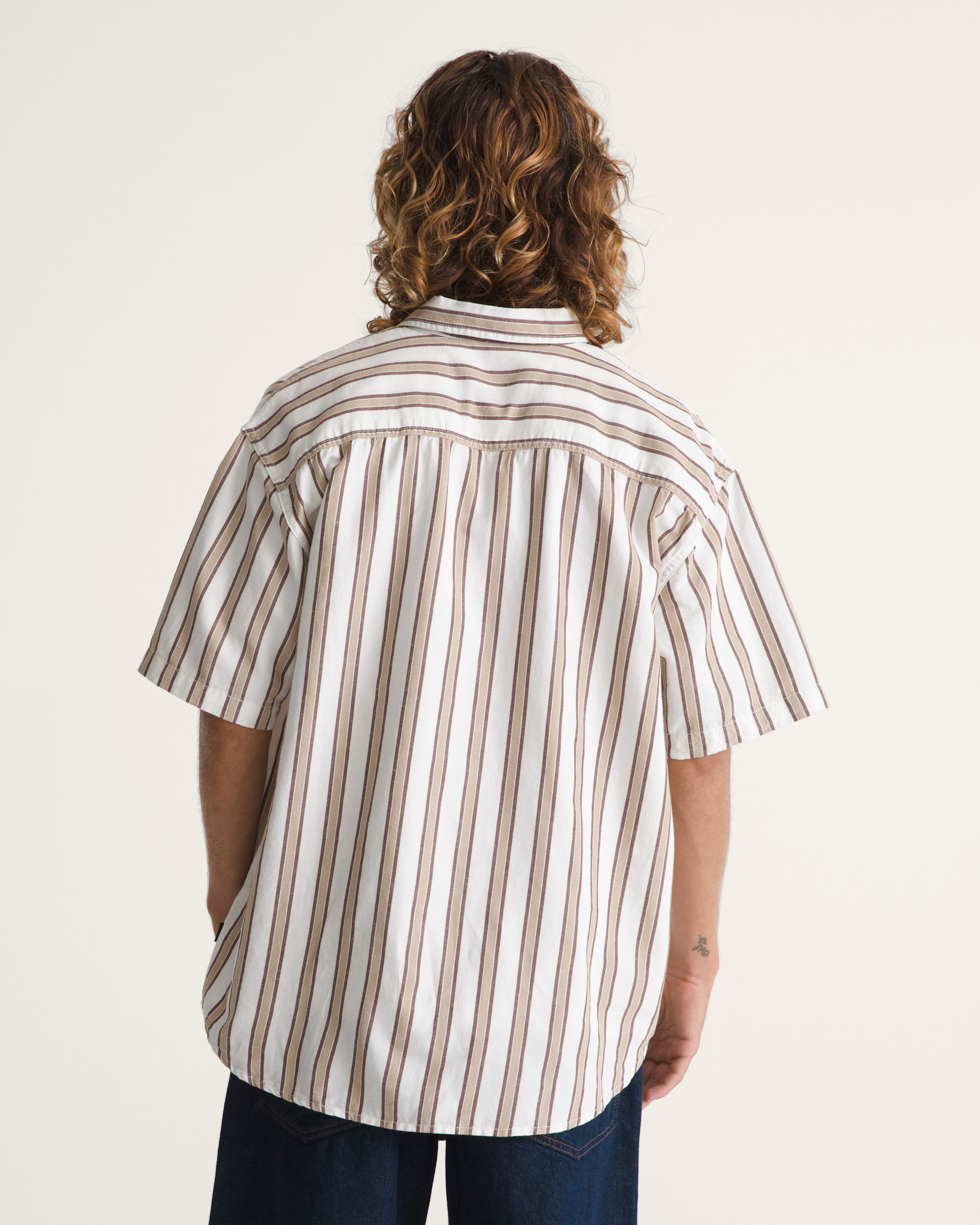 Lawson Stripe Shirt VANS White  Potting Soil Brown ALT3
