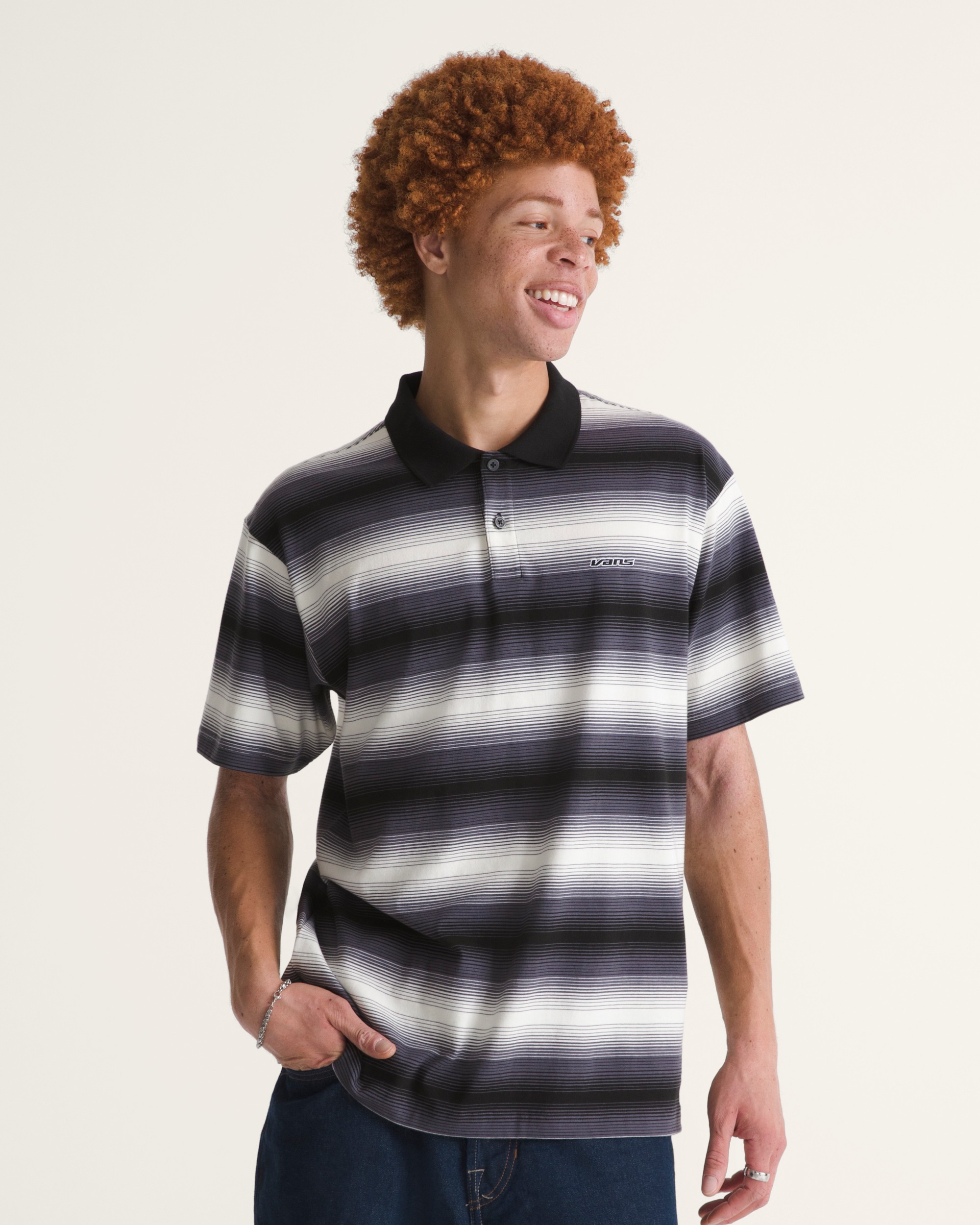 Molino Shadow Stripe Polo Shirt VANS Steel Shadow Grey ALT2