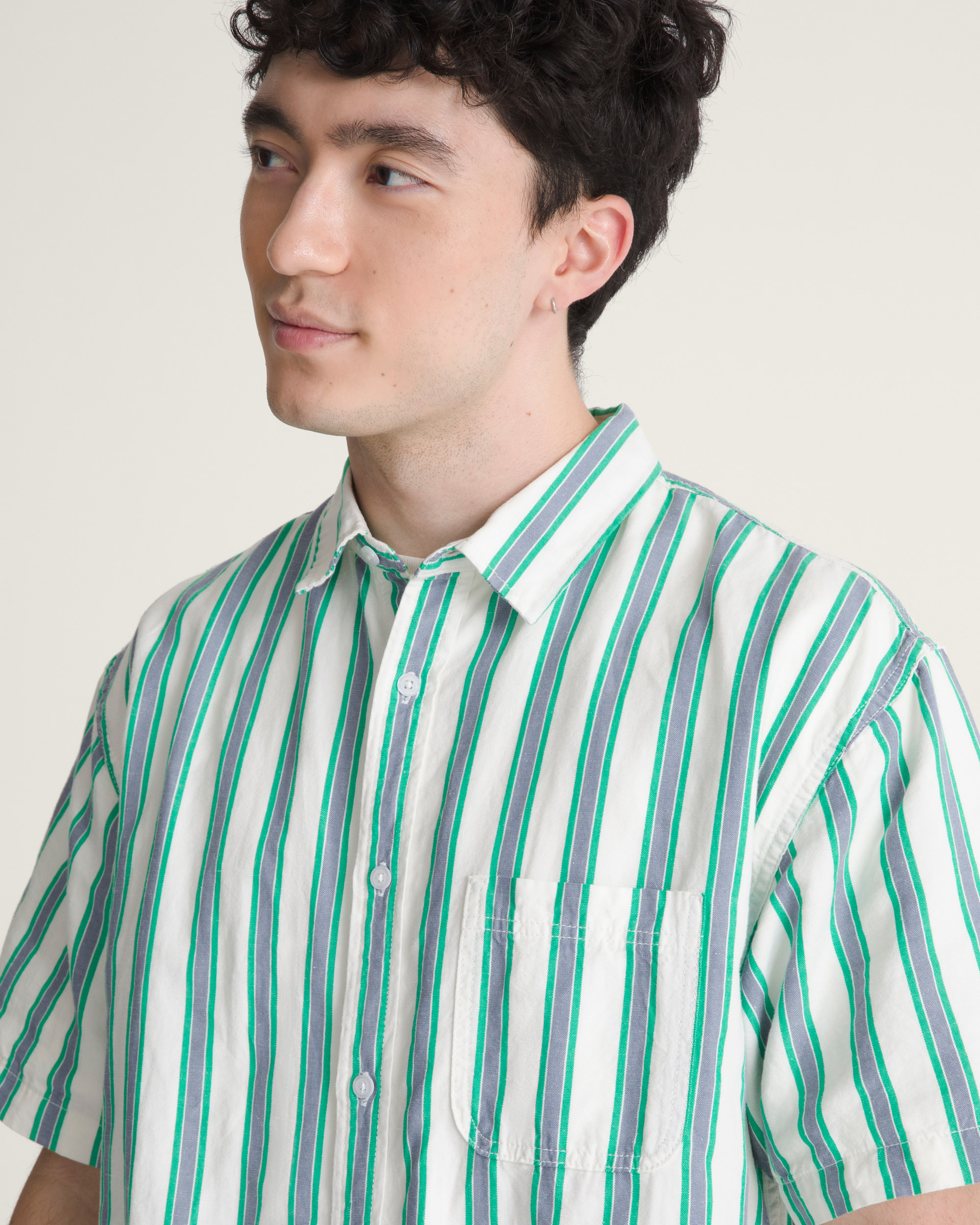 Lawson Stripe Shirt VANS White  Vivid Verdant Green ALT4