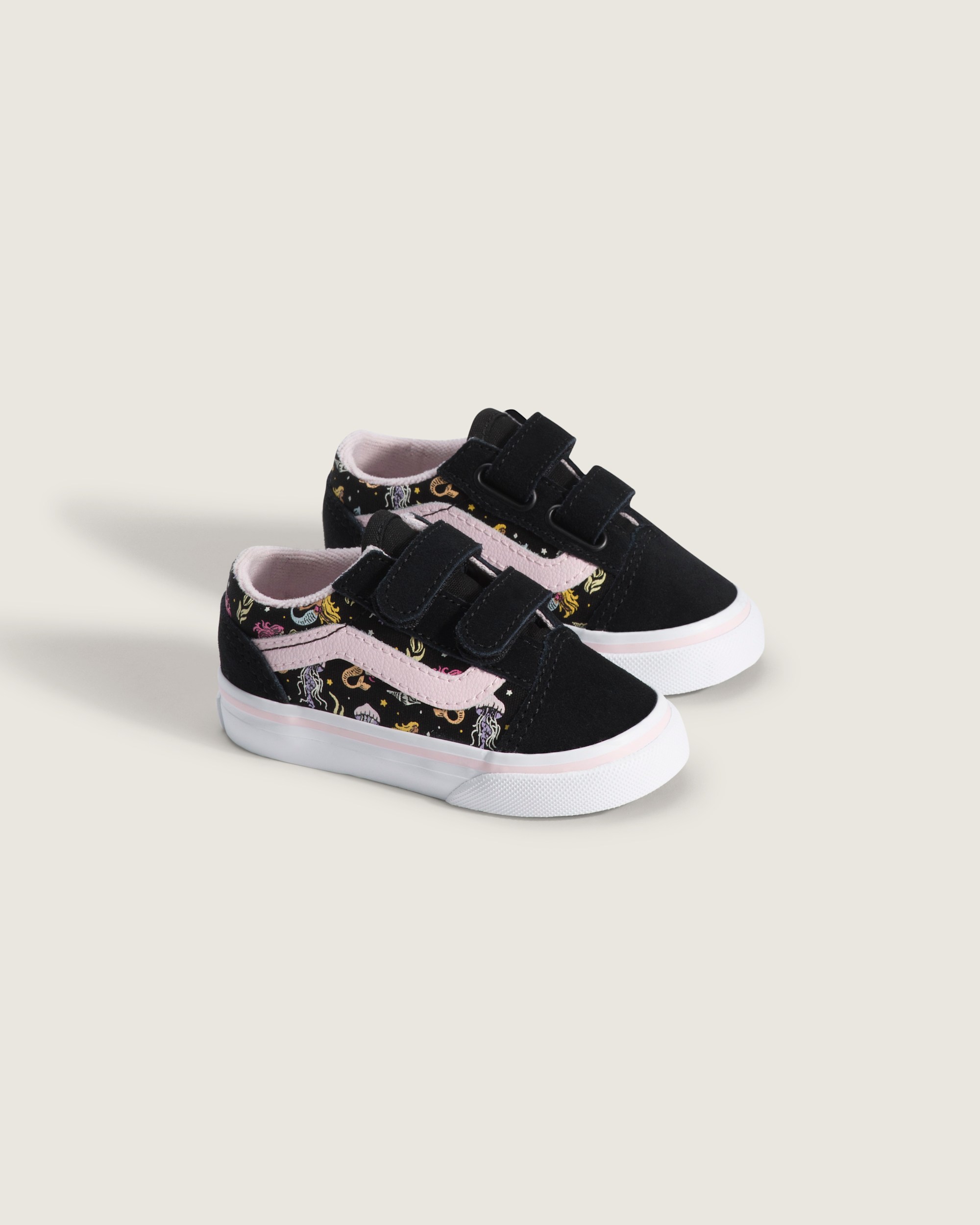Toddler Old Skool V Shoe VANS GlowintheDark Black  Pastel Pink ALT1