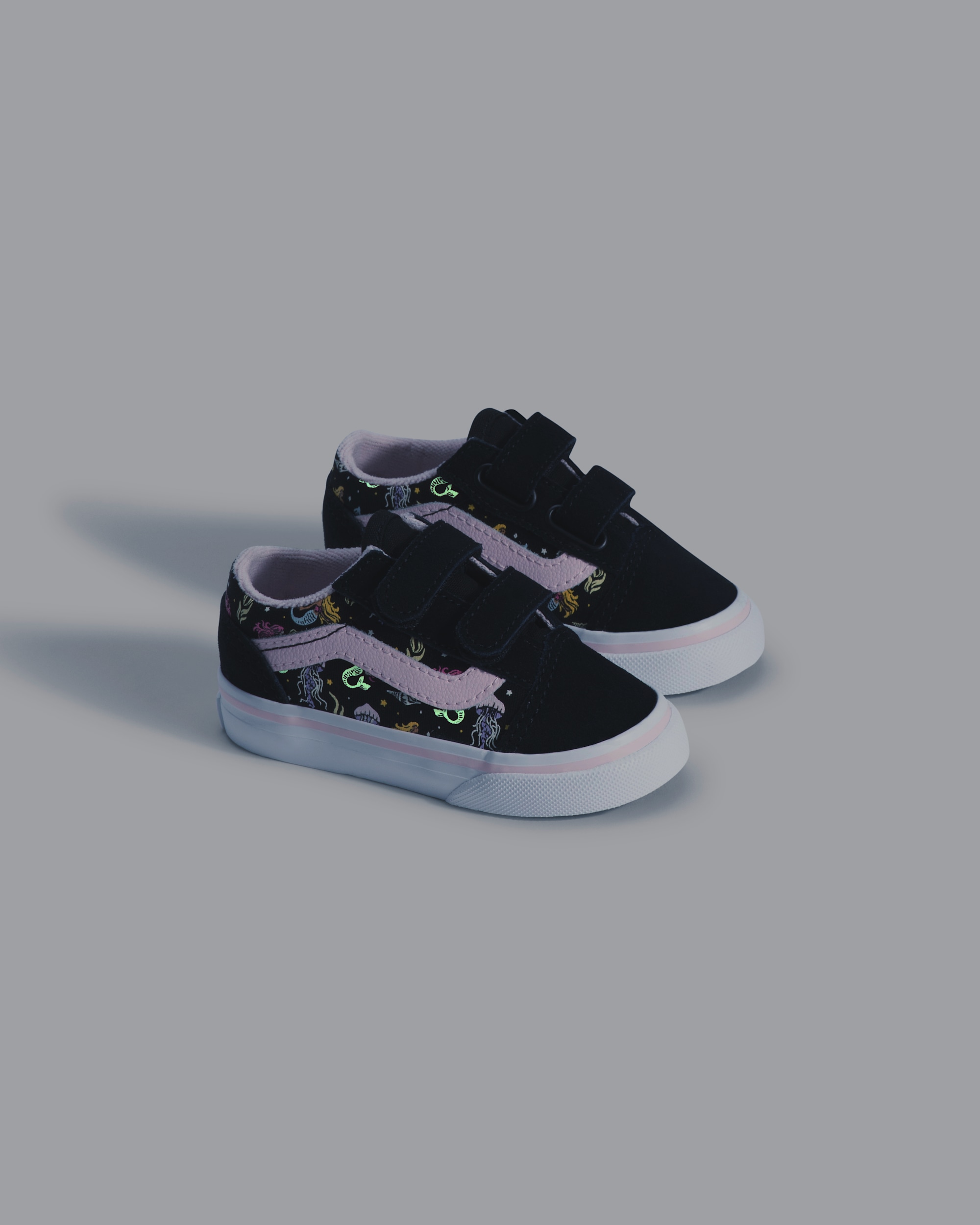 Toddler Old Skool V Shoe VANS GlowintheDark Black  Pastel Pink ALT4