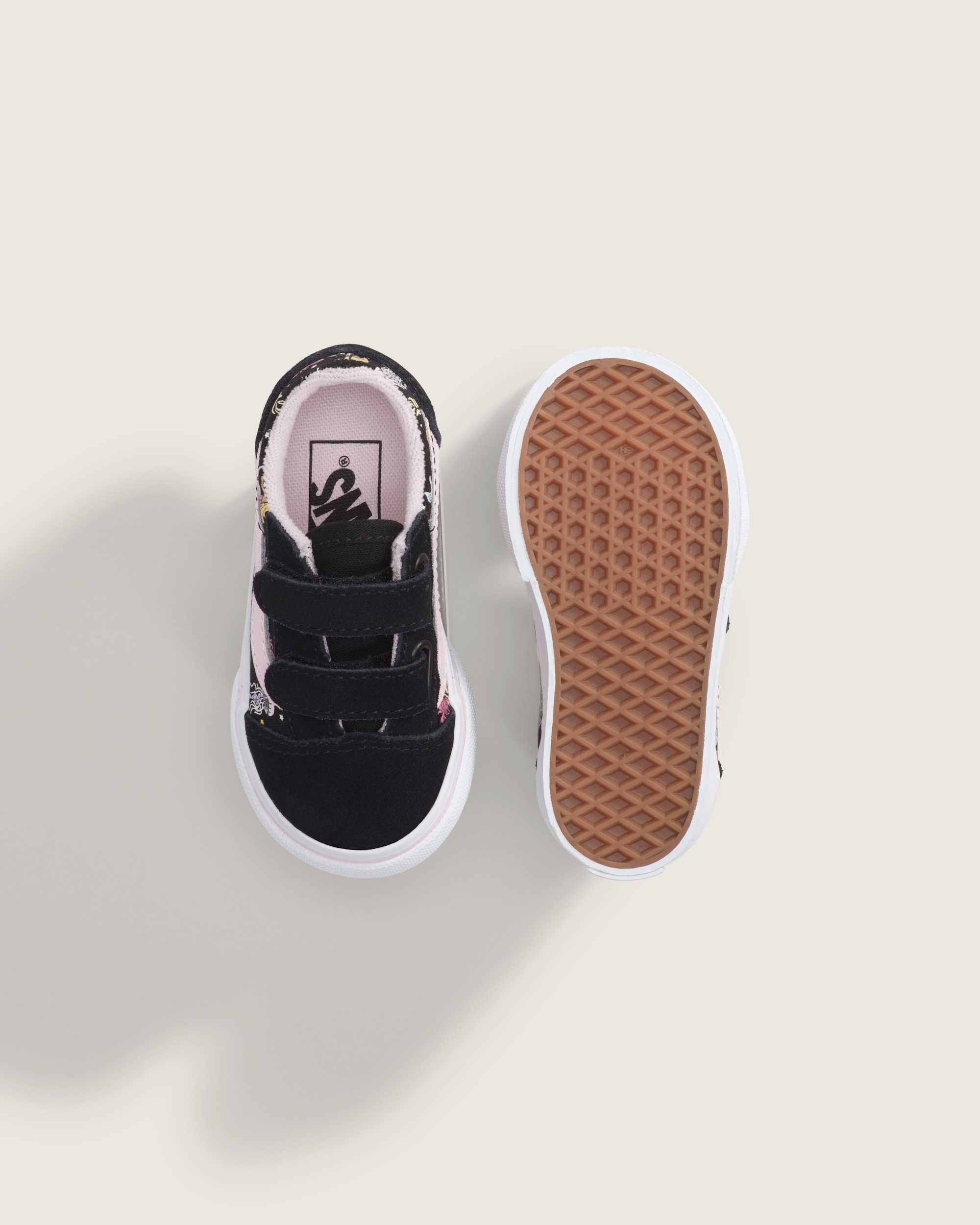 Toddler Old Skool V Shoe VANS GlowintheDark Black  Pastel Pink ALT2