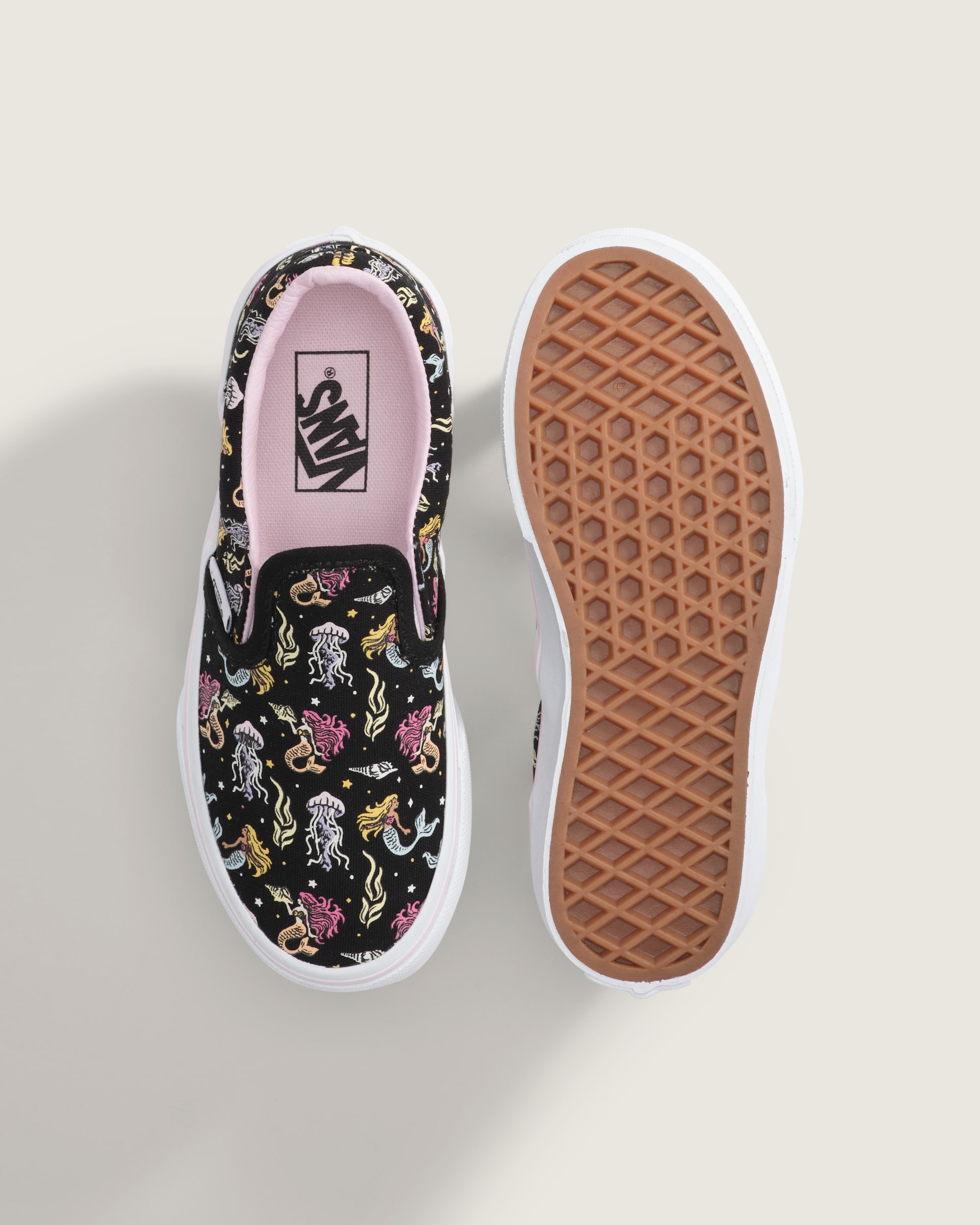 Little Kids Classic SlipOn Shoe VANS GlowintheDark Black  Pastel Pink ALT2