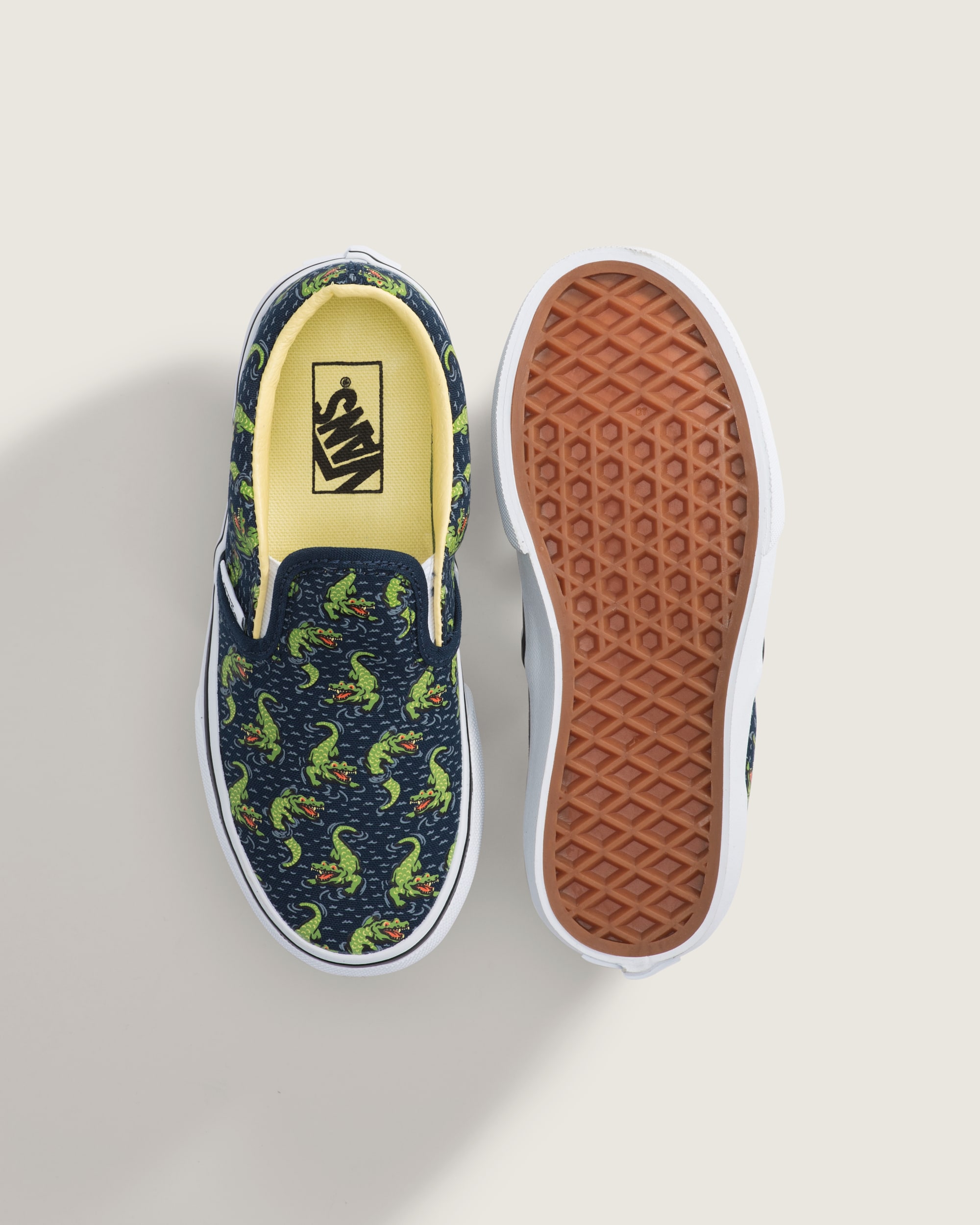 Little Kids Classic SlipOn Shoe VANS GlowintheDark Navy Blue  Yellow ALT3