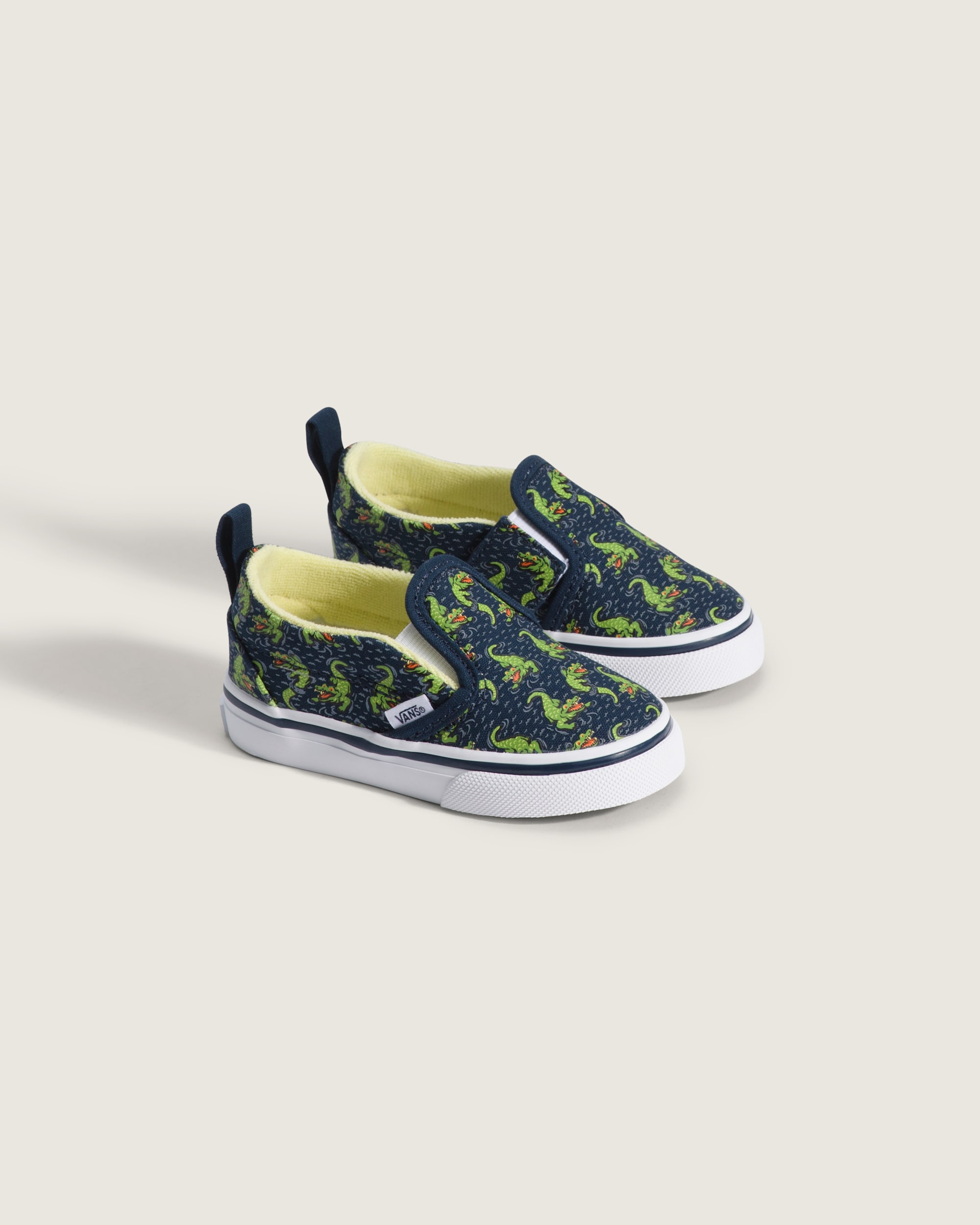Toddler Classic SlipOn V Shoe VANS GlowintheDark Navy Blue  Yellow ALT1