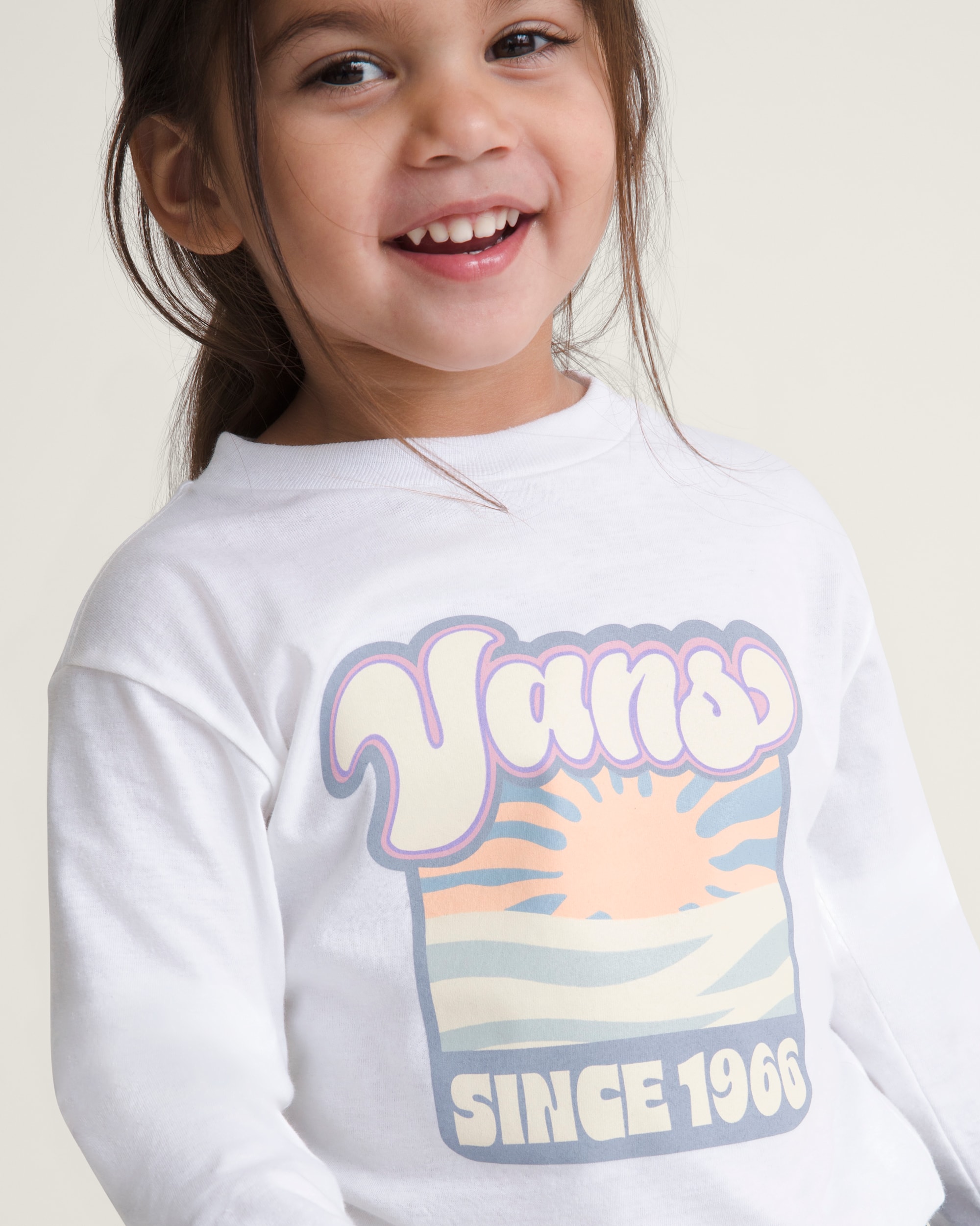 Little Kids Sun Dip Long Sleeve T-Shirt in White | Vans