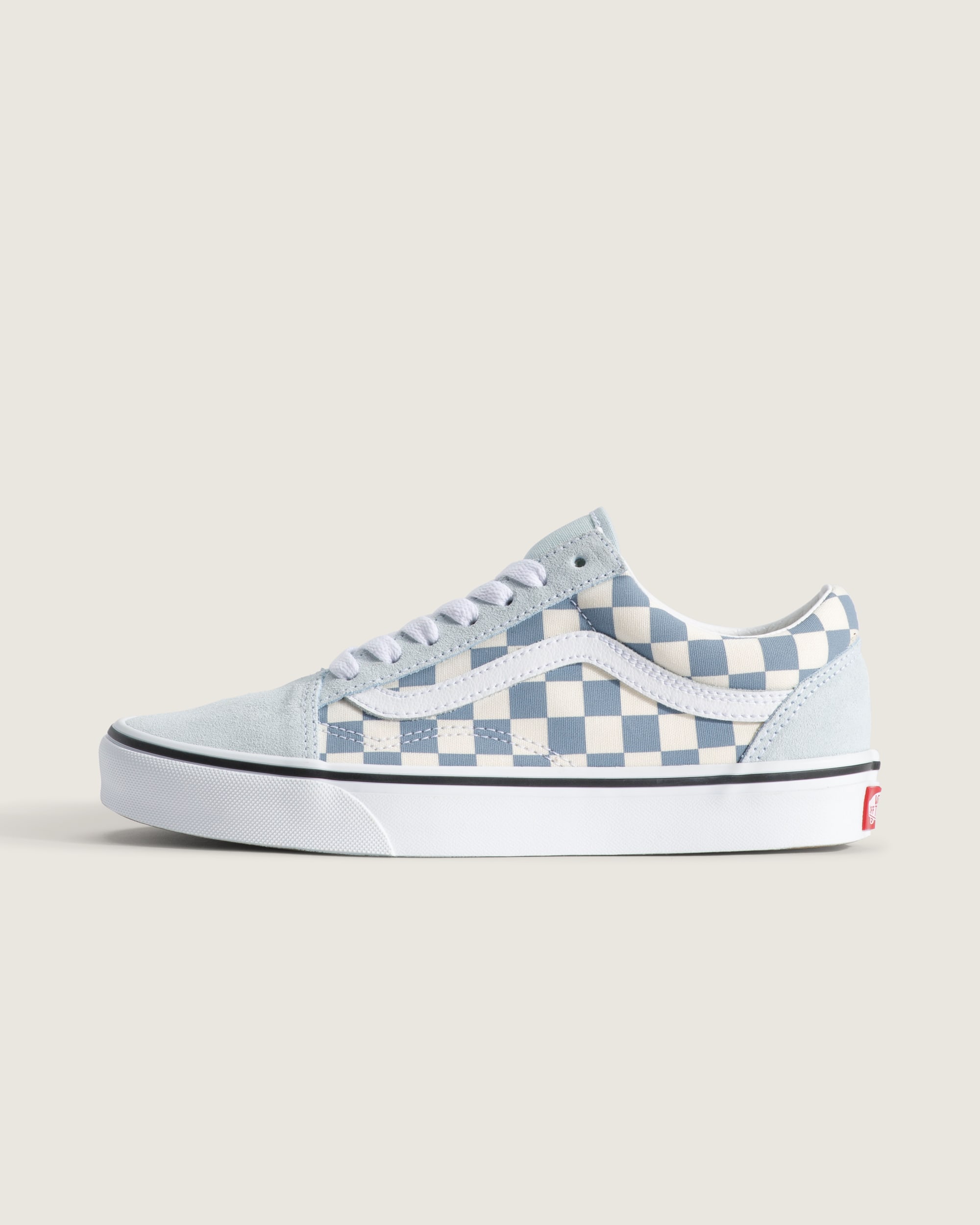 Old Skool Checkerboard Shoe VANS Checkerboard Dawn Mist Blue HERO