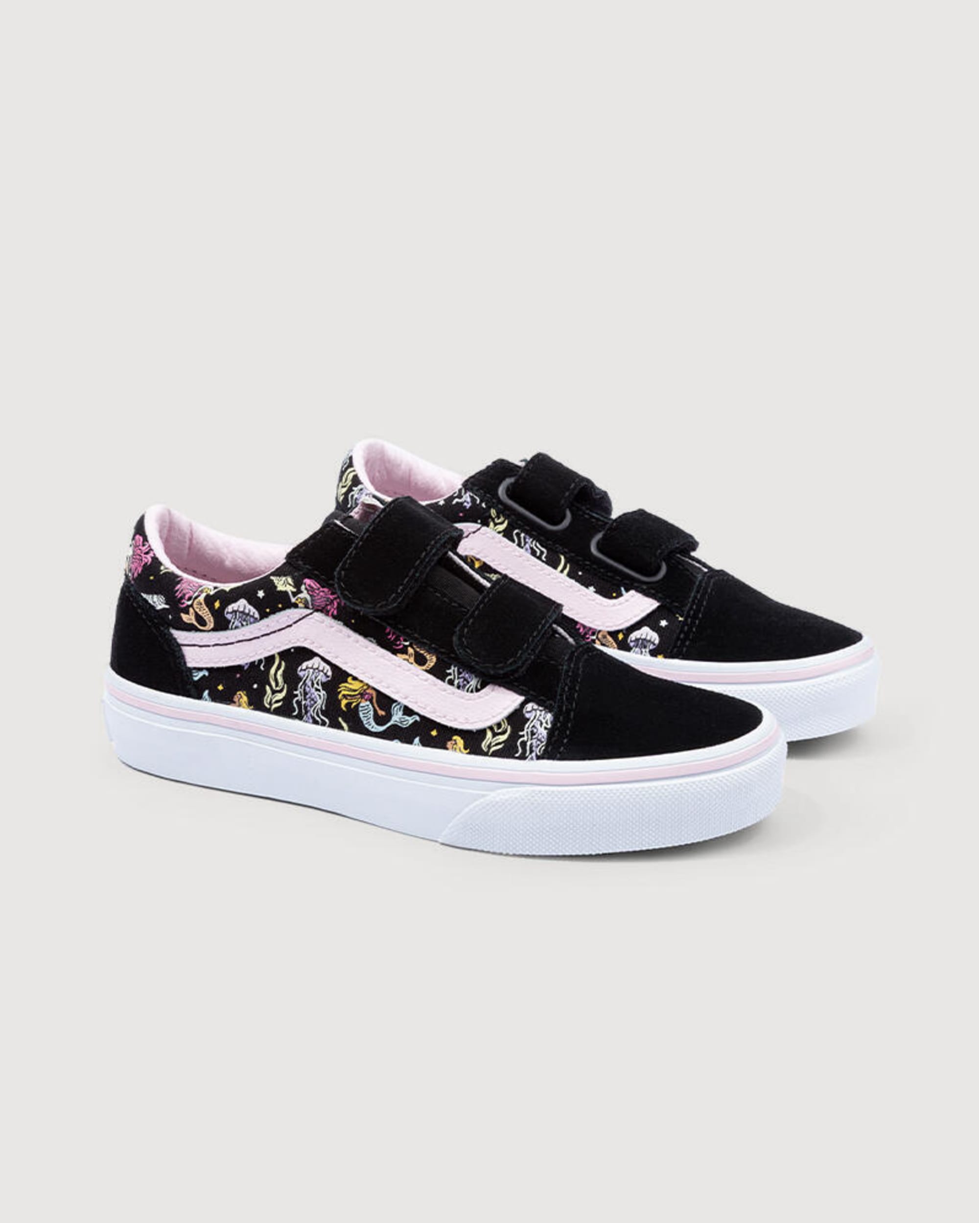 Little Kids Old Skool V Shoe VANS GlowintheDark Black  Pastel Pink ALT1