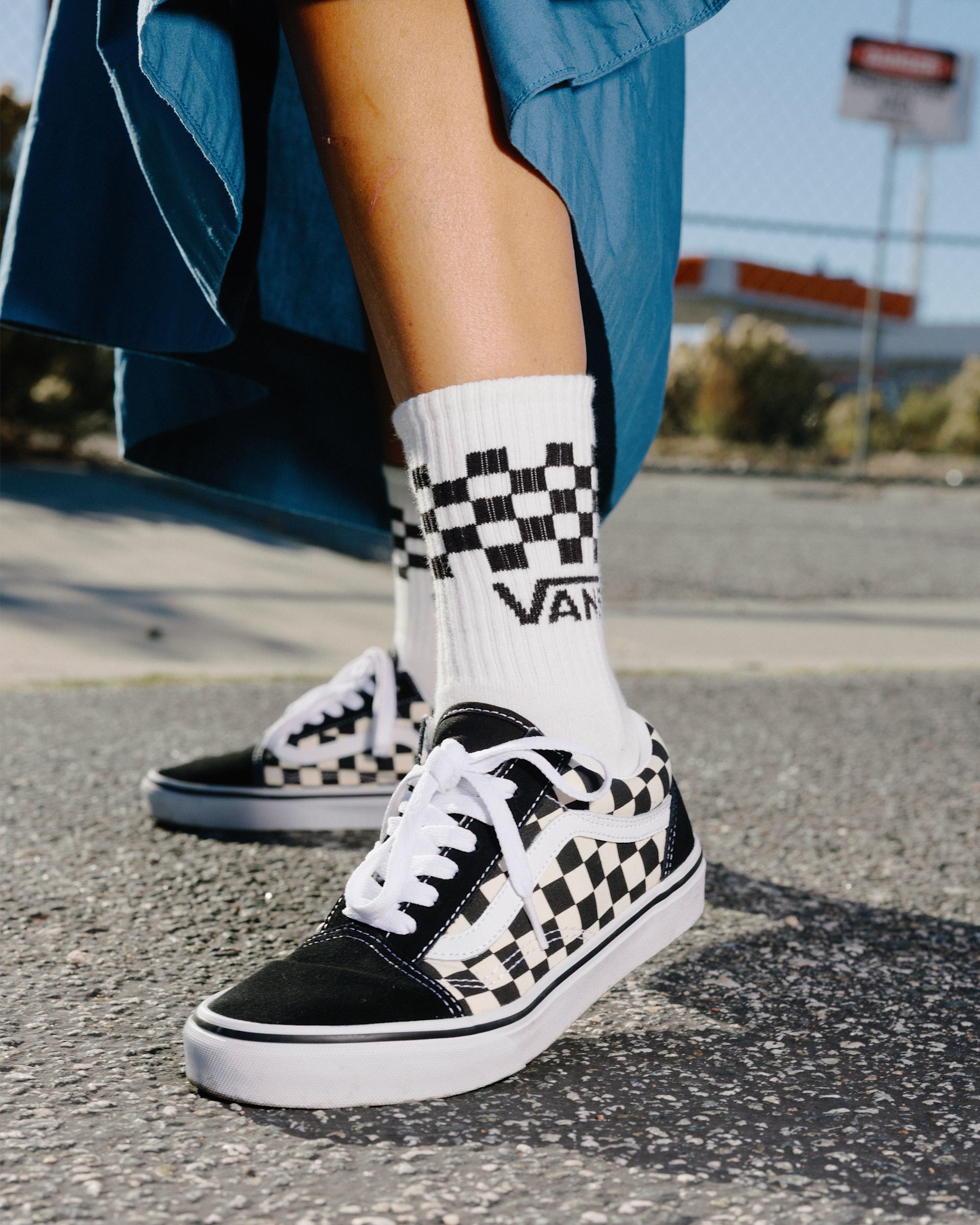 Old Skool Checkerboard Shoe VANS Checkerboard Black  White ALT5