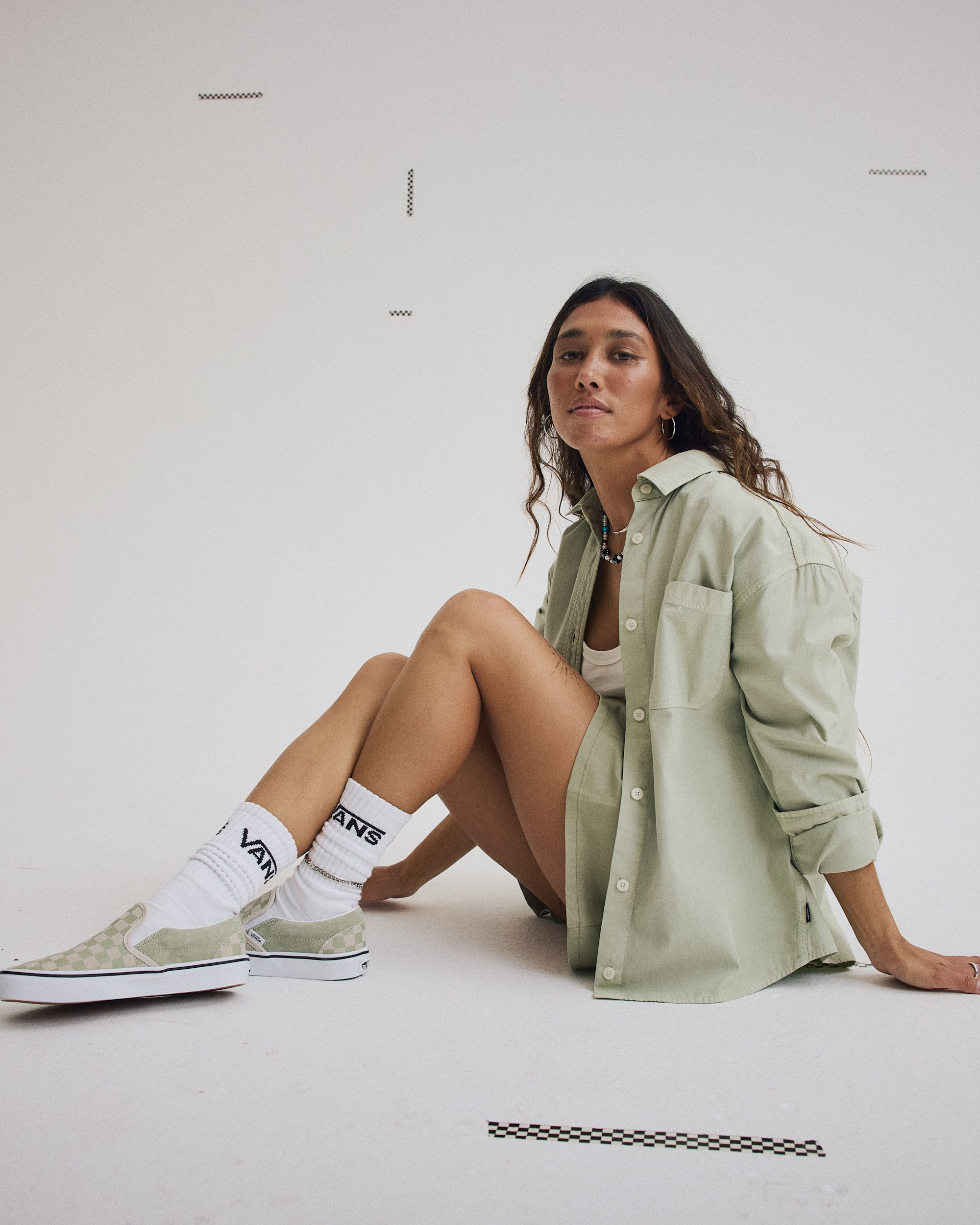 Classic SlipOn VANS CHECKERBOARD Soft Sage ALT4