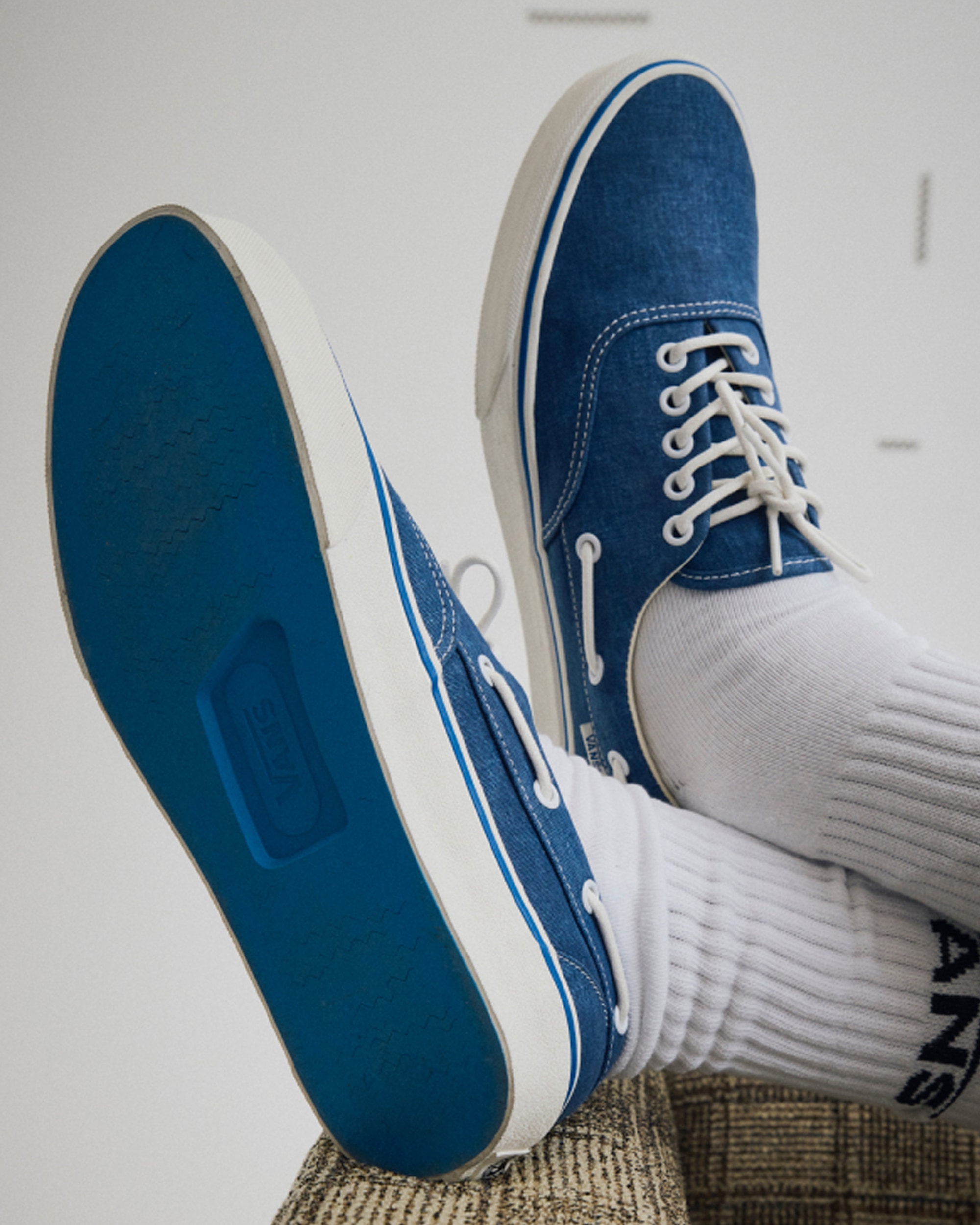 Chaussure bateau Authentic VANS Bleu marine  Blanc Marshmallow ALT5