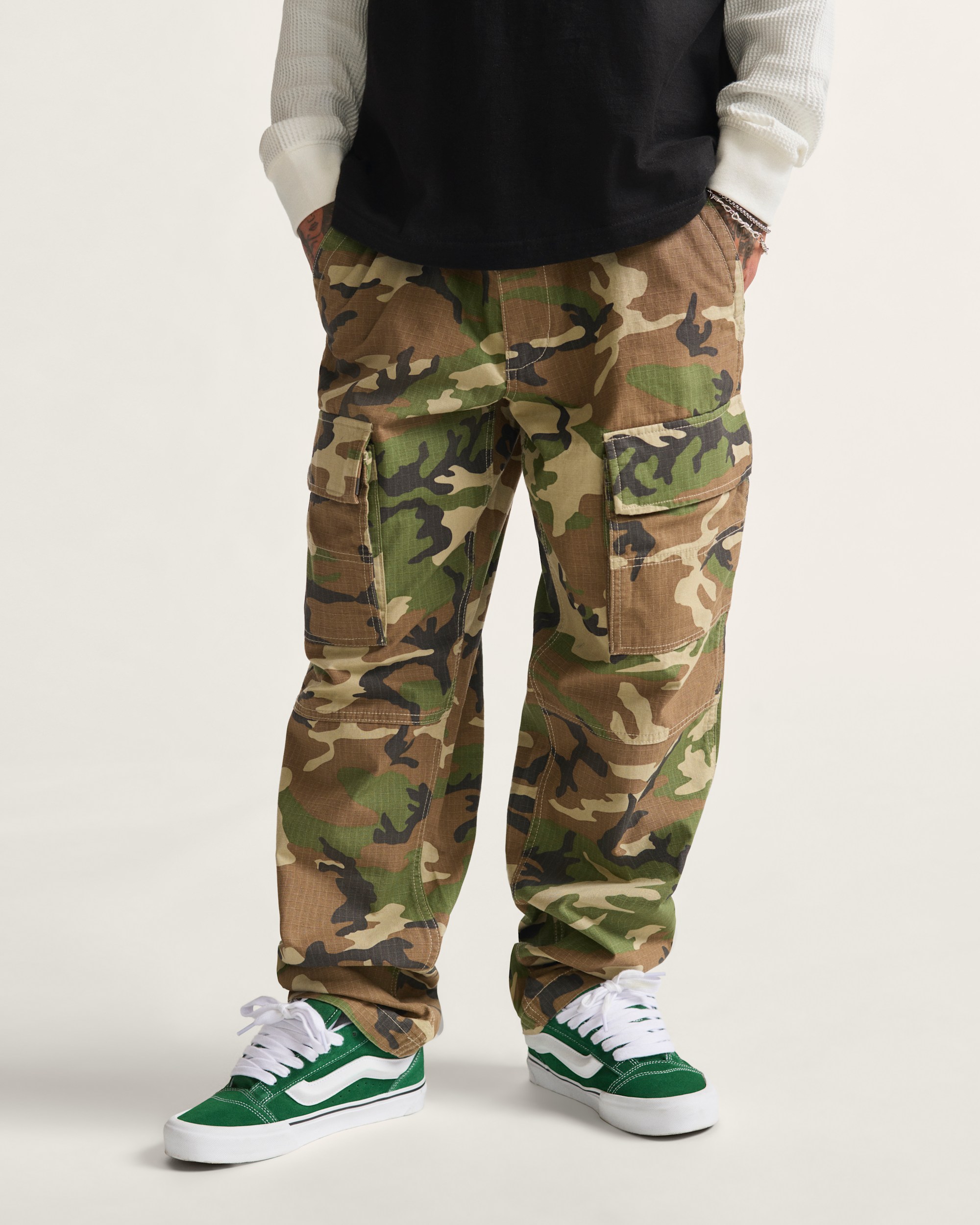 Fatigue Cargo Loose Tapered Ripstop Pants VANS Vintage Camo Brown  Green HERO