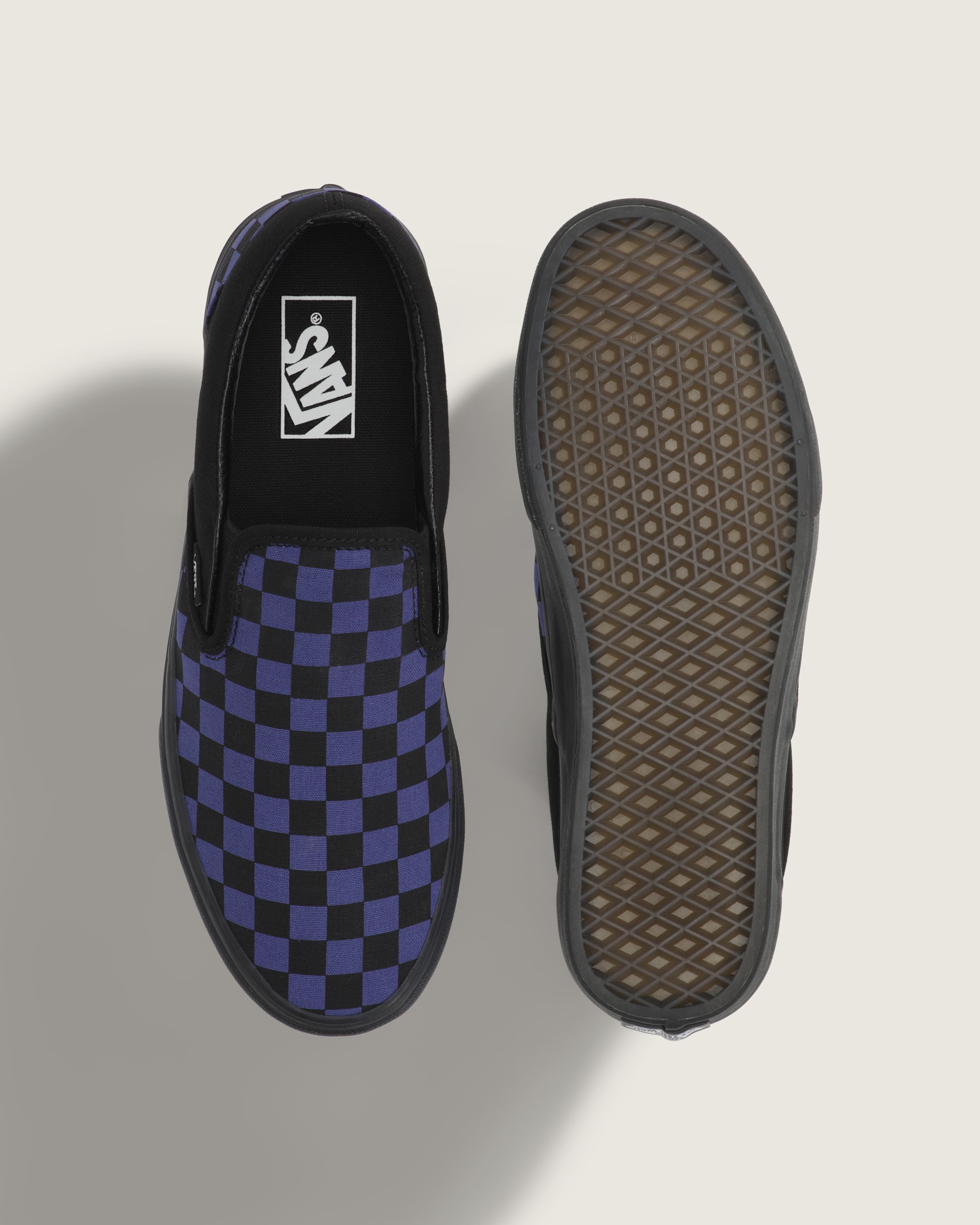 Classic SlipOn Checkerboard Shoe VANS Checkerboard Black  Twilight Haze Blue ALT2