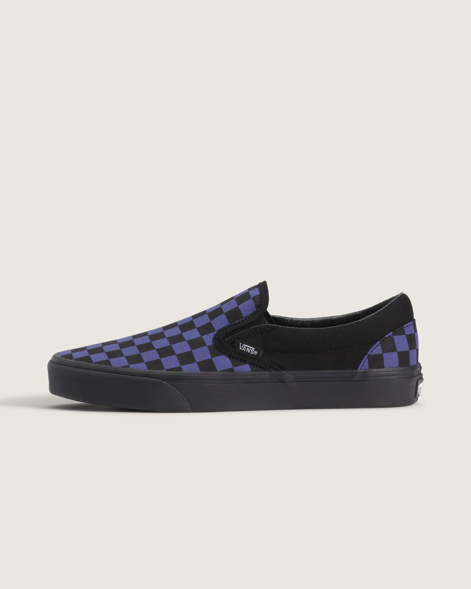 Classic SlipOn Checkerboard Shoe VANS Checkerboard Black  Twilight Haze Blue HERO